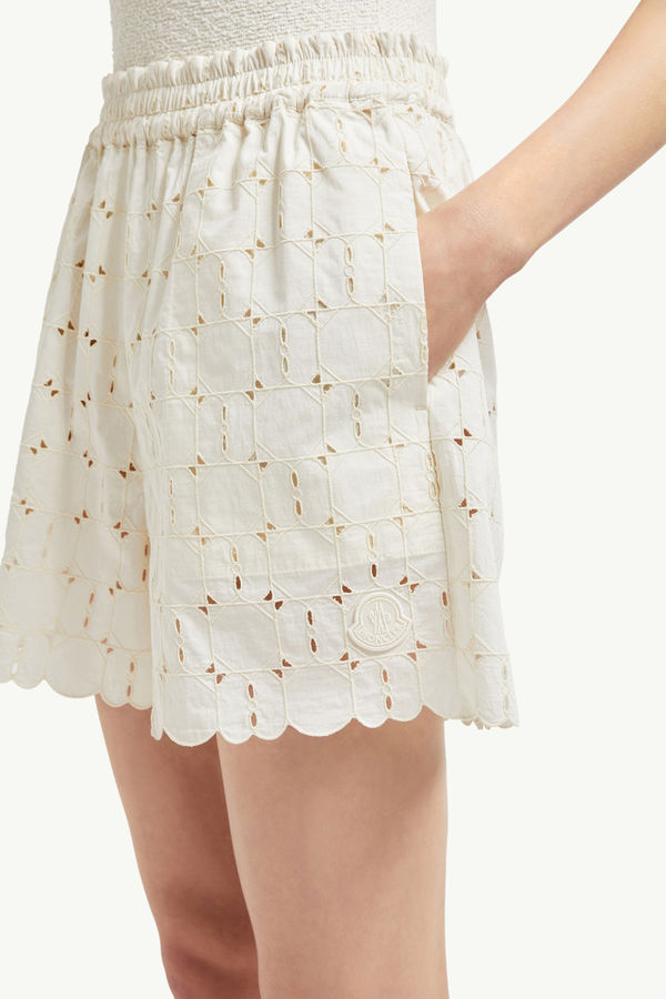 Shorts mit Lochstickerei Damen Weiß Moncler 1