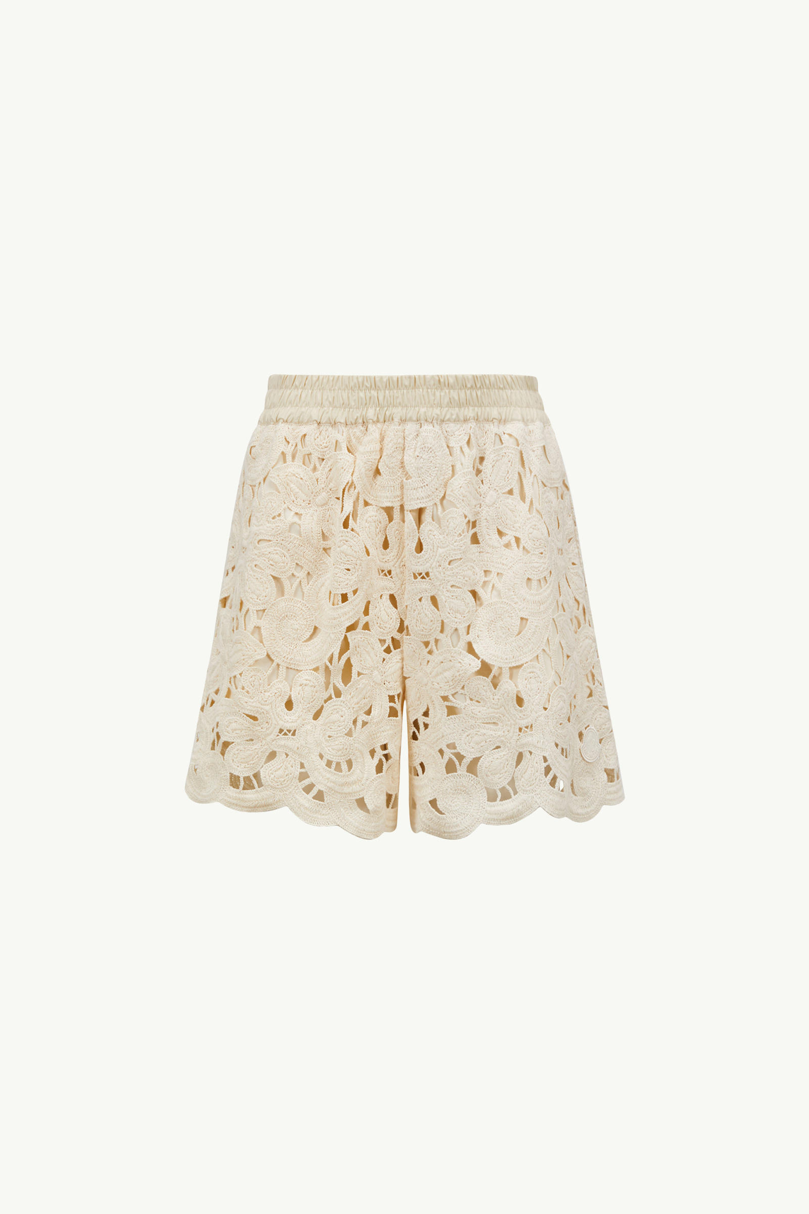 Floral Macramé Shorts Women White Ivory Moncler 2