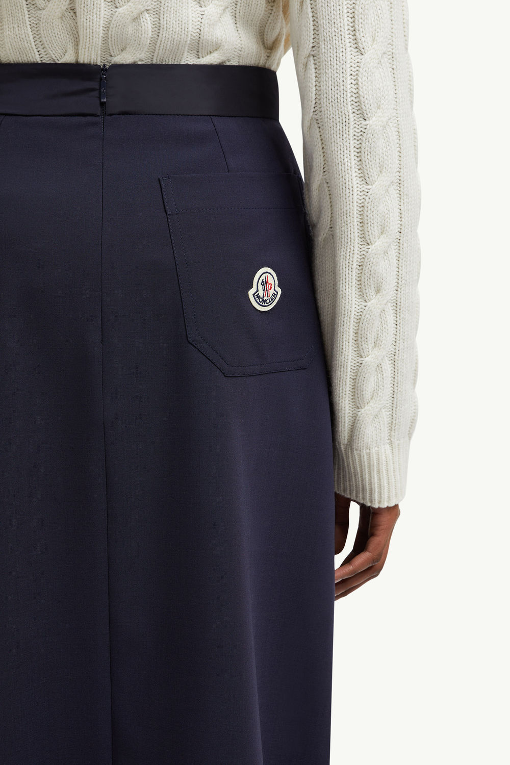 Wool Blend Pleated Midi Skirt Women Navy Blue Moncler 1