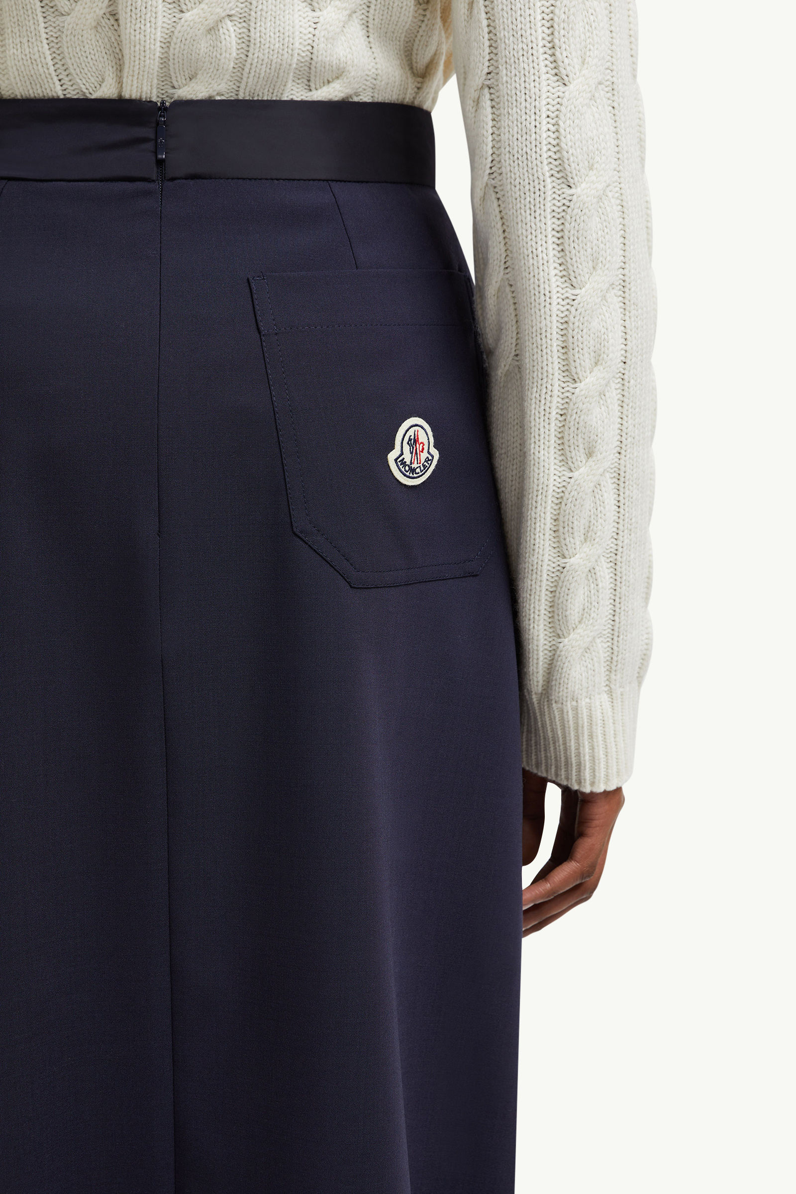Wool Blend Pleated Midi Skirt Women Navy Blue Moncler 1
