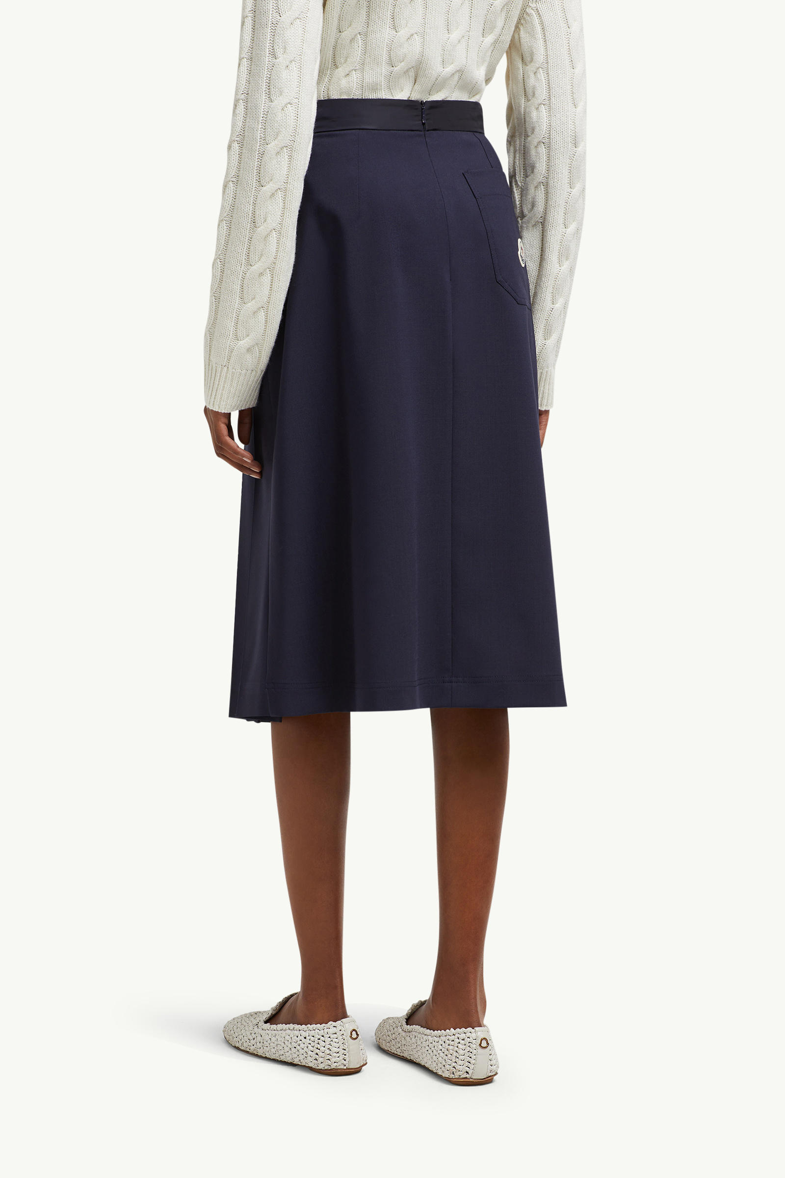 Wool Blend Pleated Midi Skirt Women Navy Blue Moncler 4
