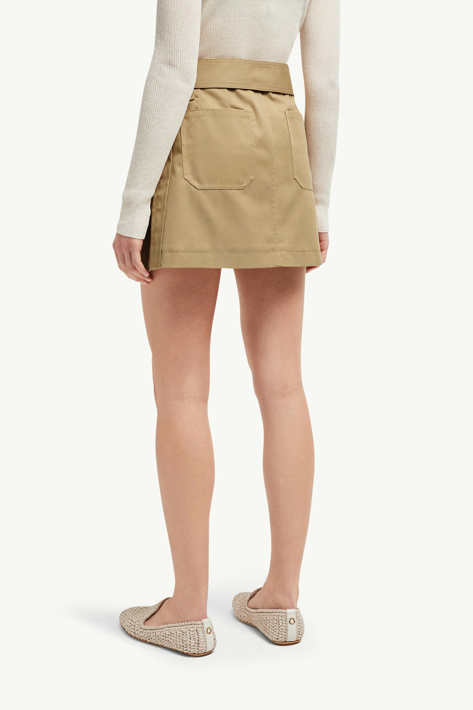 Gabardine Mini Skirt Women Camel Beige Moncler 4