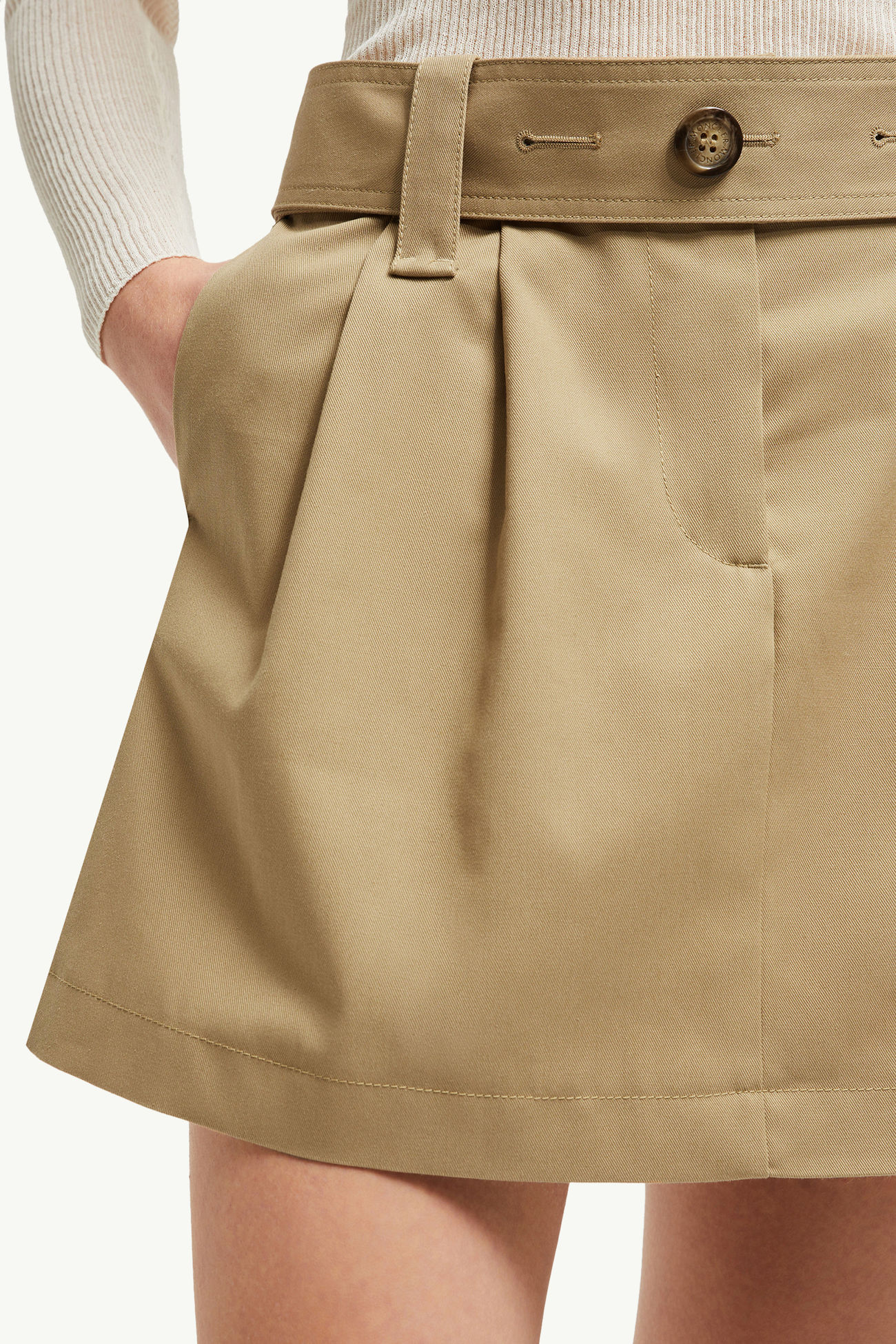 Mini jupe en gabardine Femmes Beige Chameau Moncler 5