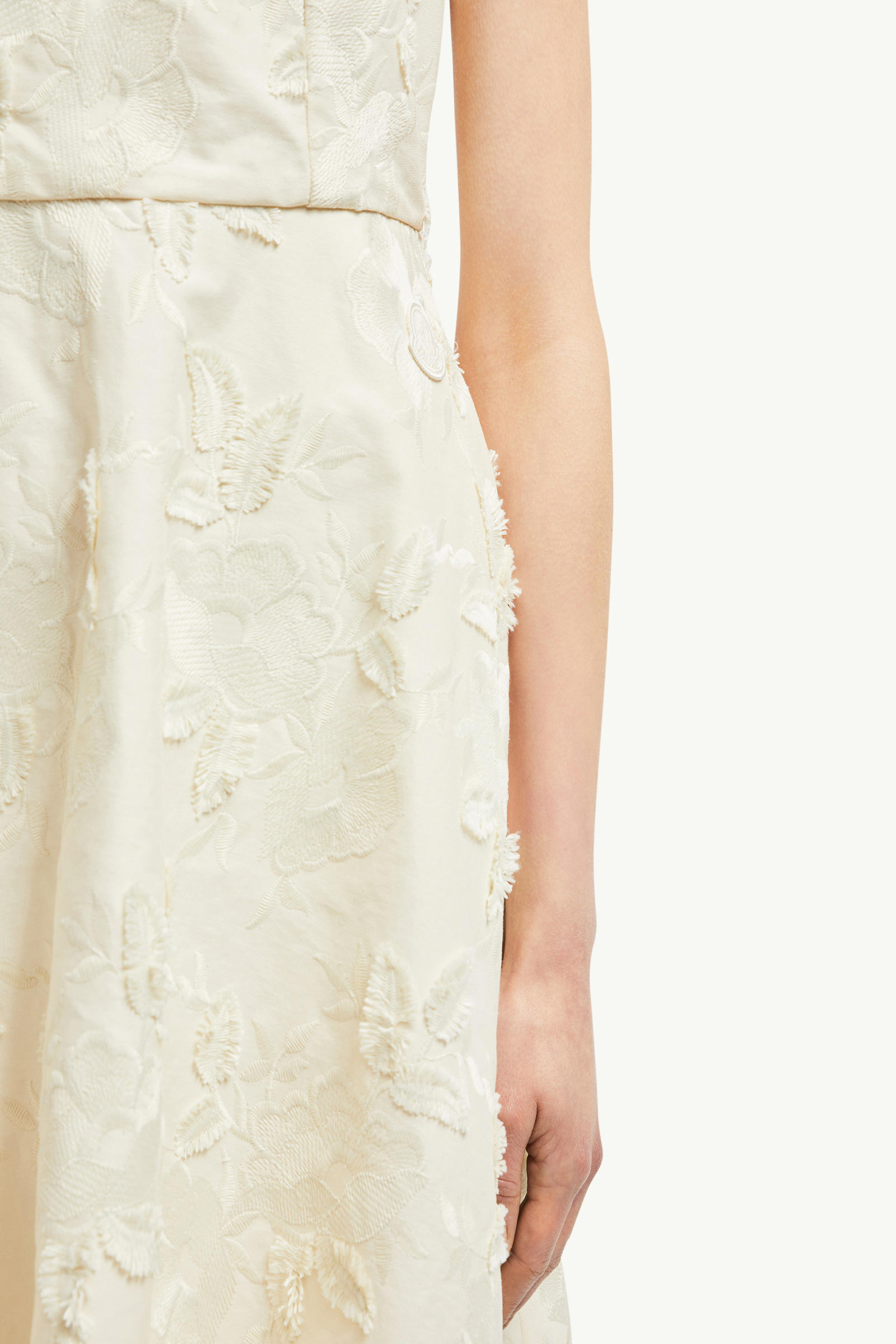 Textured Floral Gabardine Dress Women White Moncler 5