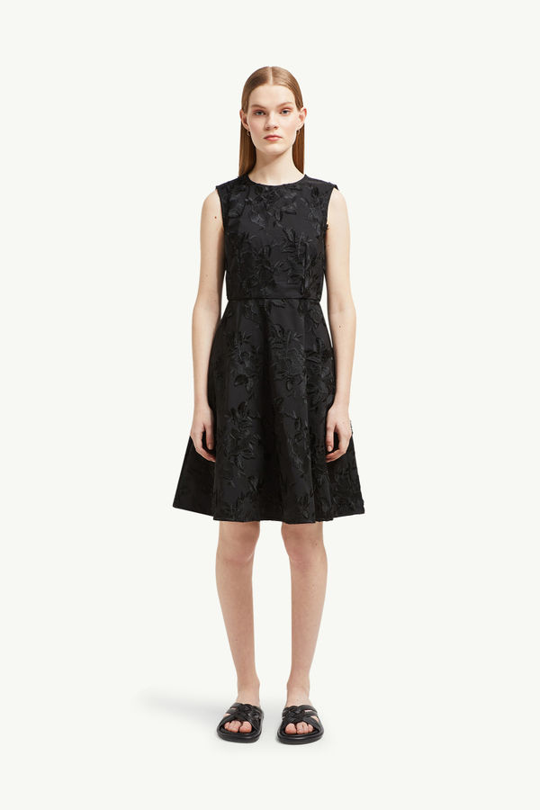 Textured Floral Gabardine Dress Women Black Moncler 3