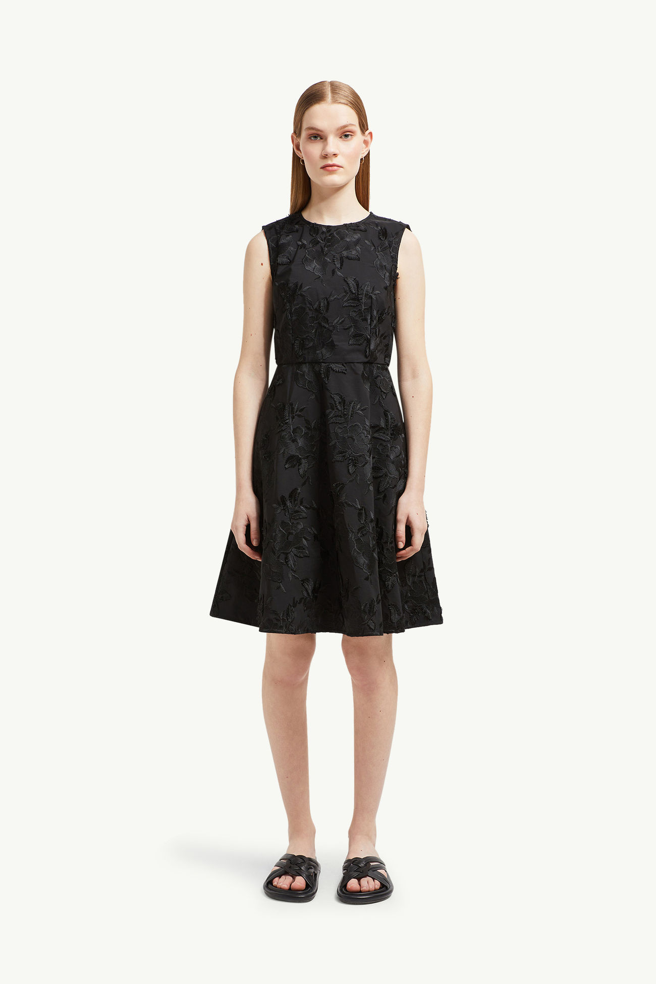 Vestido de gabardina floral Mujer Negro Moncler 3