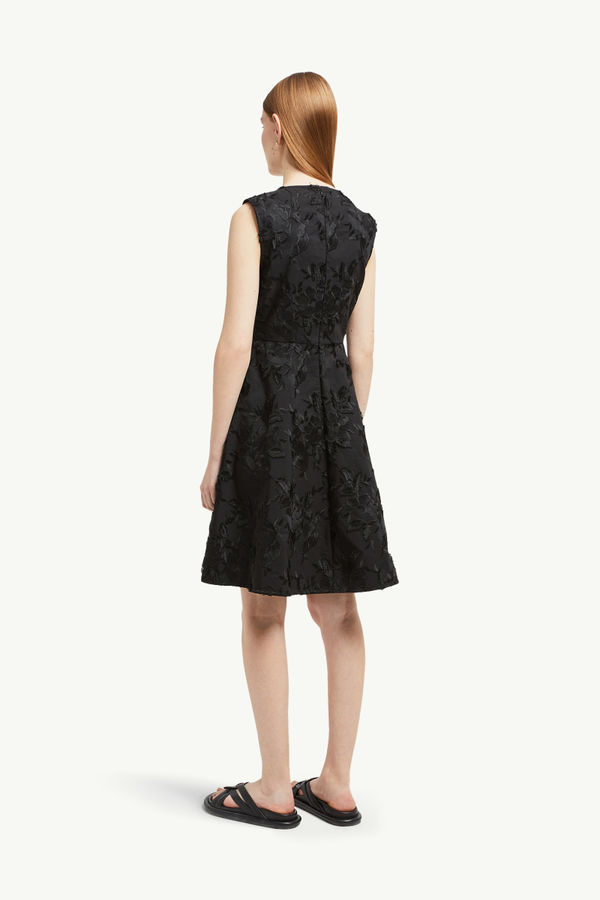 Textured Floral Gabardine Dress Women Black Moncler 4