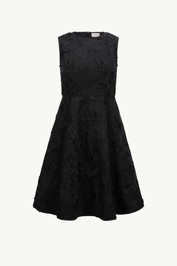 Textured Floral Gabardine Dress Women Black Moncler 2