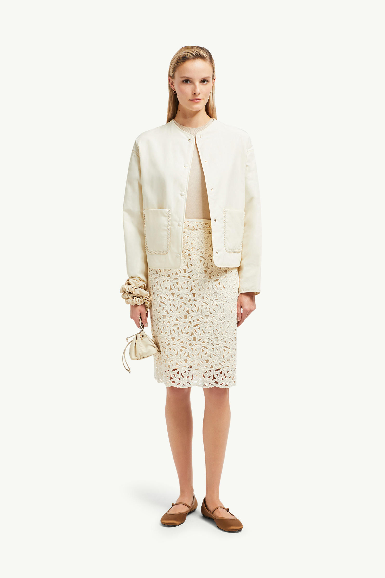 Macramé Knee-Length Skirt Women White Ivory Moncler 0