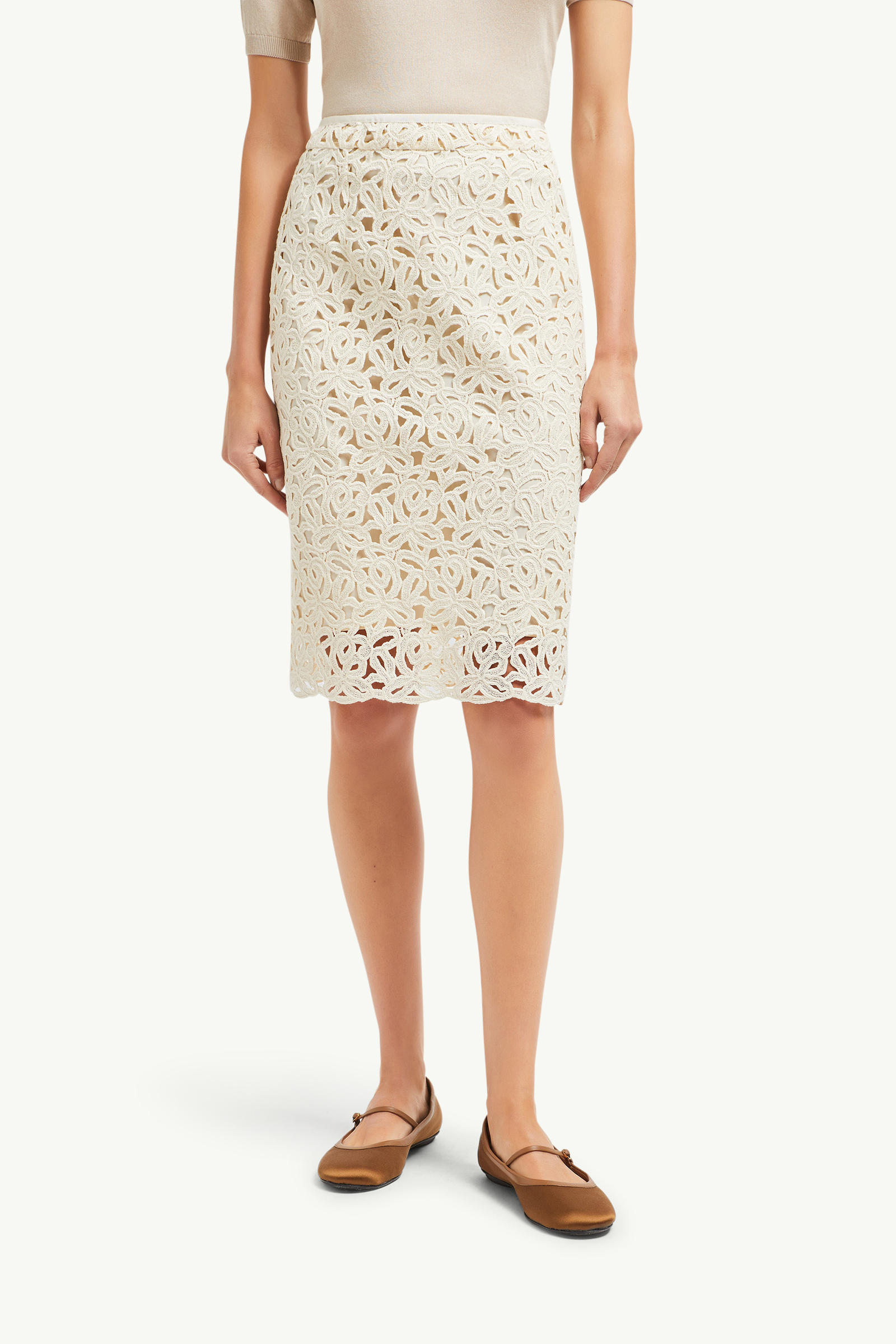 Macramé Knee-Length Skirt Women White Ivory Moncler 3