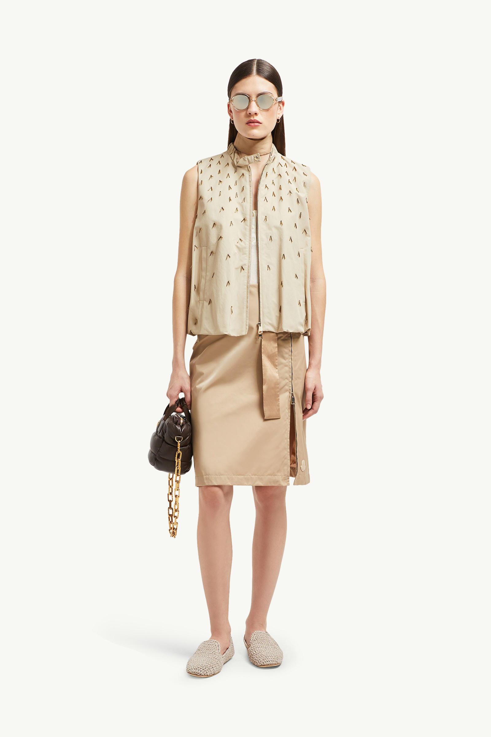 Zipped Skirt Women Beige Moncler 0