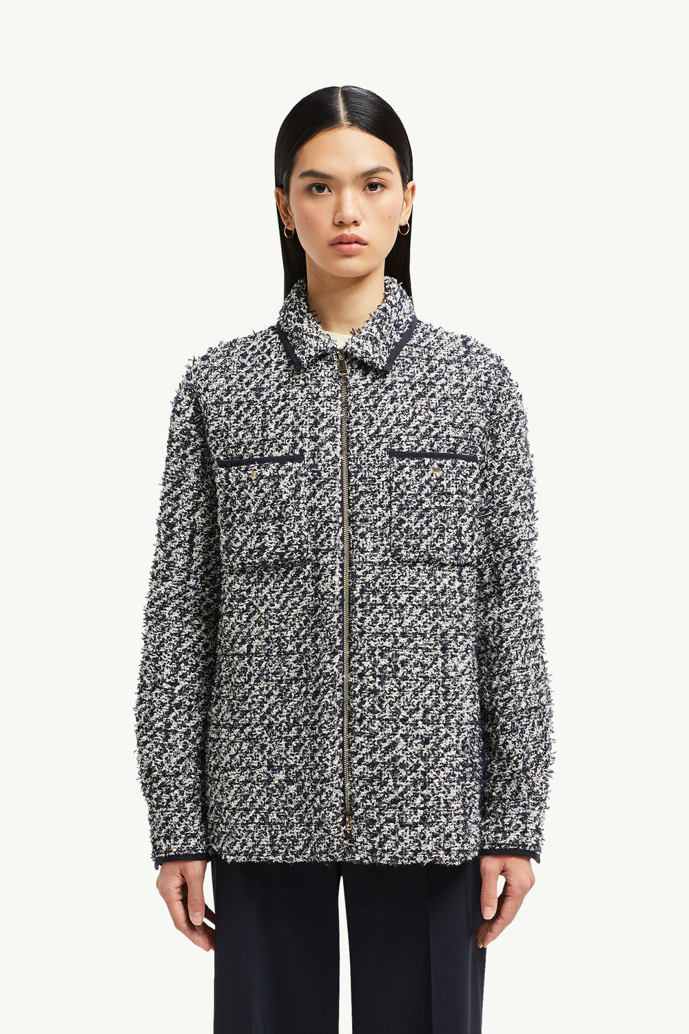 Doudoune-chemise en tweed Femmes Bleu & Blanc Moncler 3