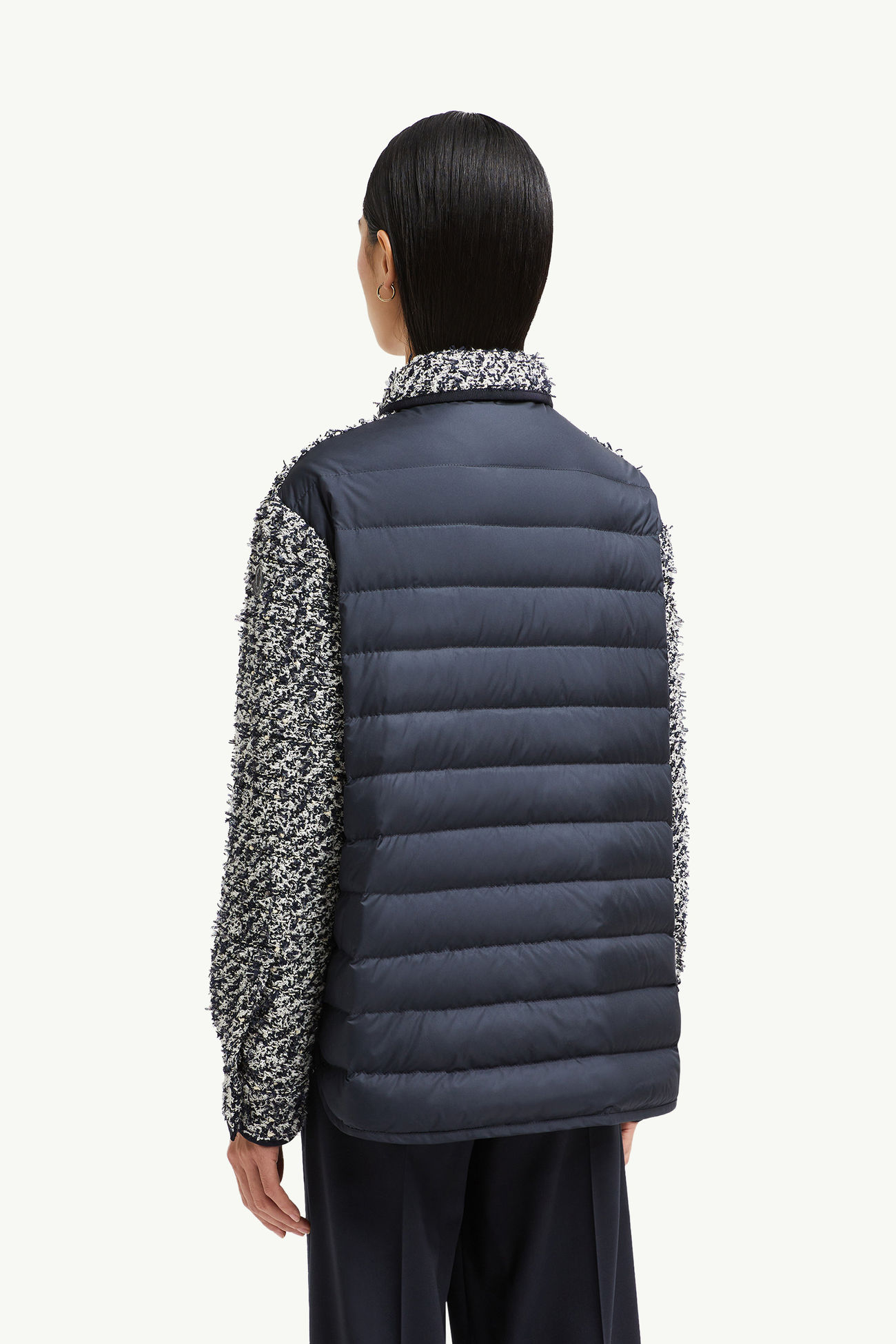 Chaqueta camisera con plumón de tweed Mujer Azul & Blanco Moncler 4