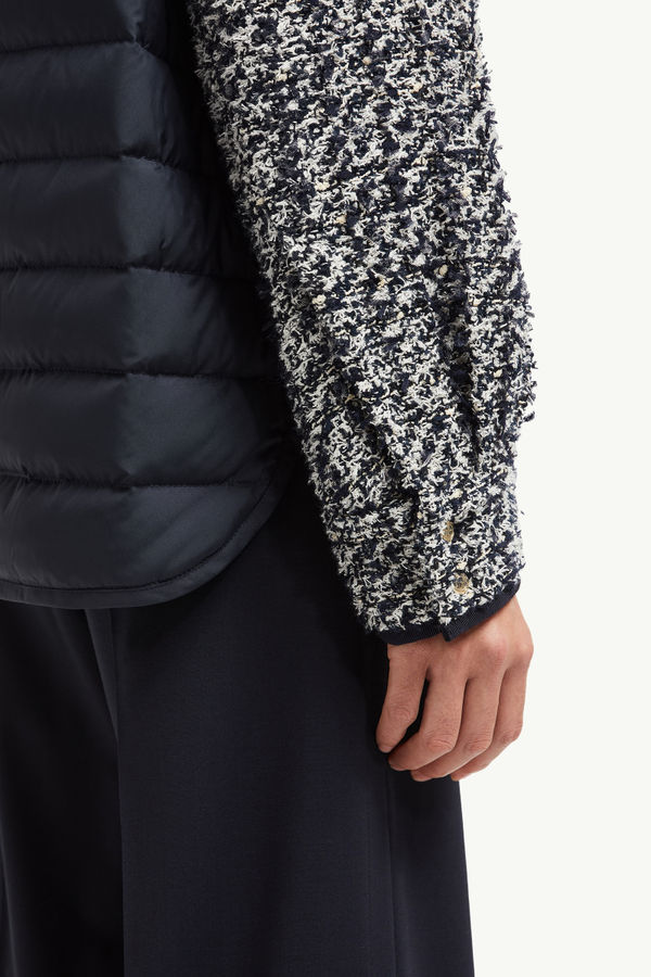 Tweed Down Shirt Jacket Women Blue & White Moncler 6