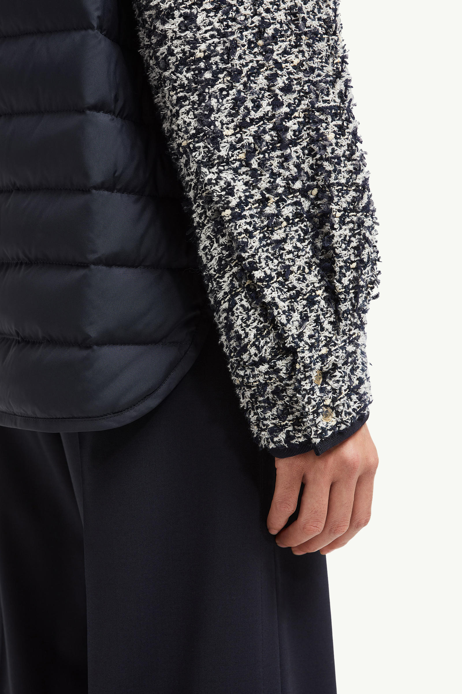 粗花呢羽絨恤衫式外套 女士 藍色和白色 Moncler 6