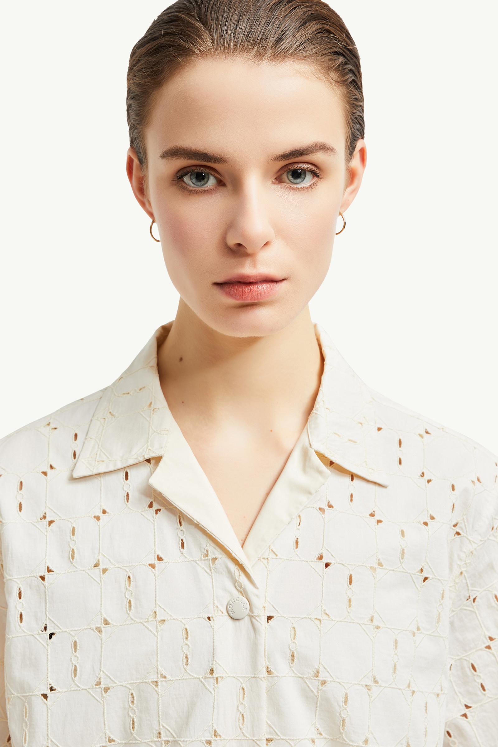Camisa de manga corta con bordado inglés Mujer Blanco Moncler 1