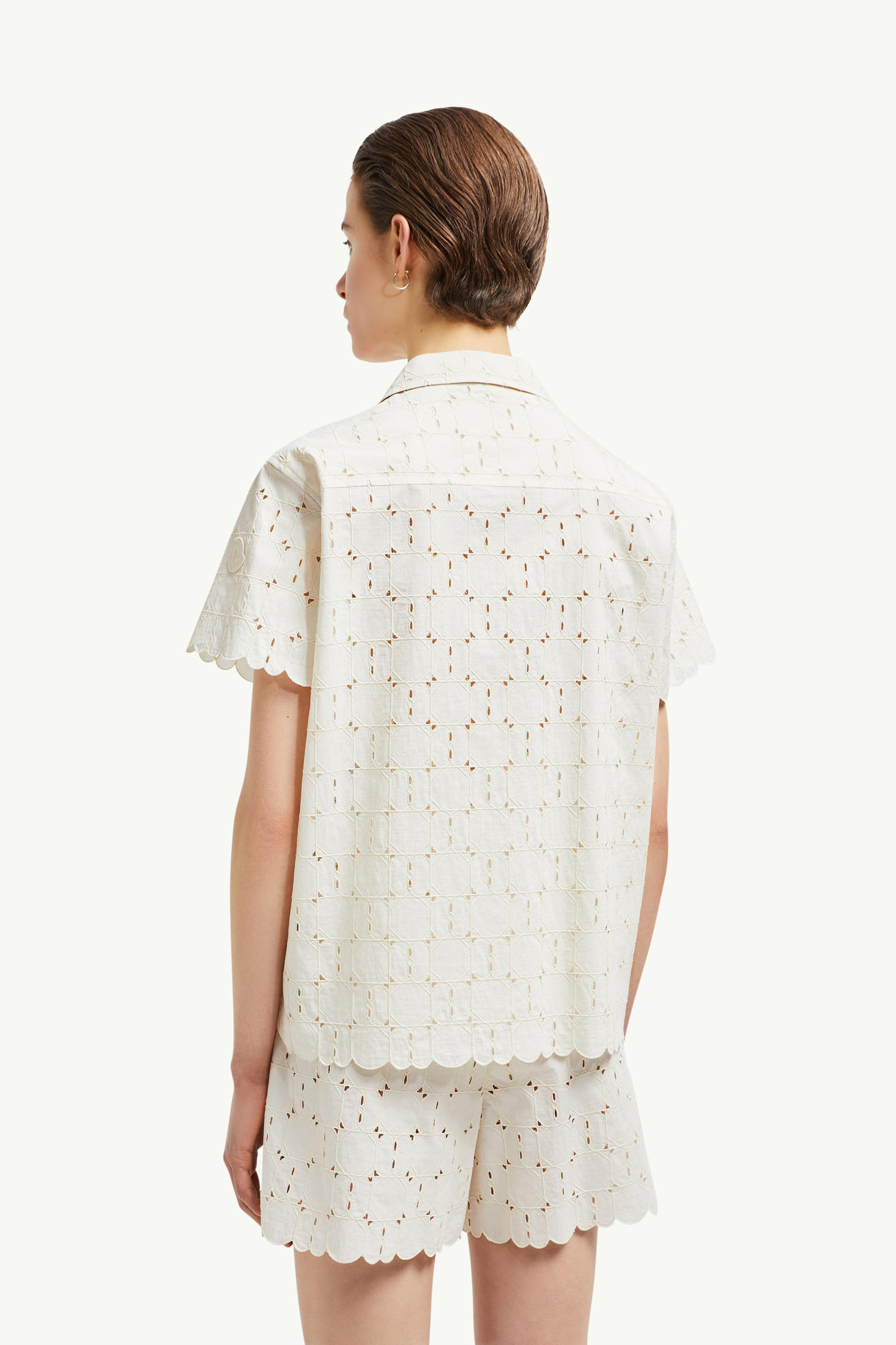 Camisa de manga corta con bordado inglés Mujer Blanco Moncler 4