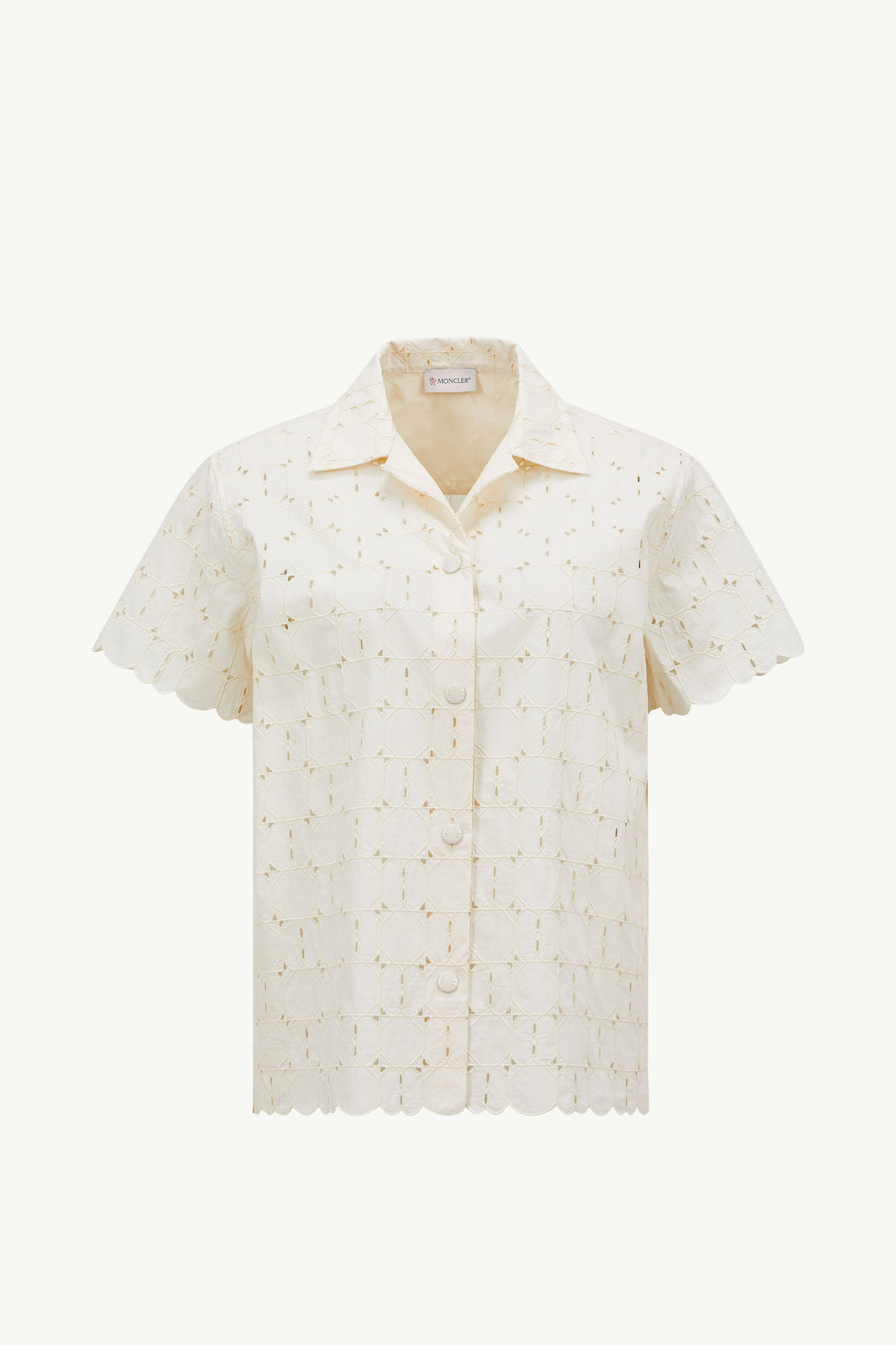 Broderie Anglaise Short Sleeve Shirt Women White Moncler 2