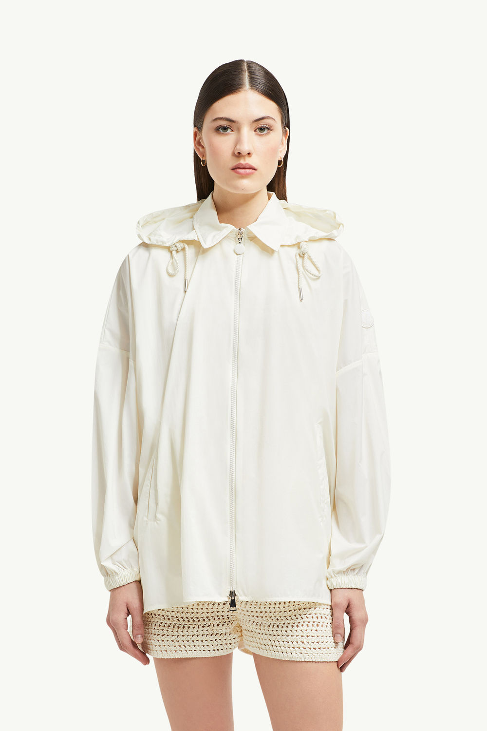 Hooded Shirt Jacket Women White Moncler 3