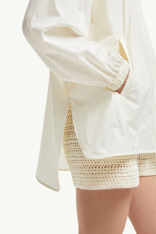 Hooded Shirt Jacket Women White Moncler 5