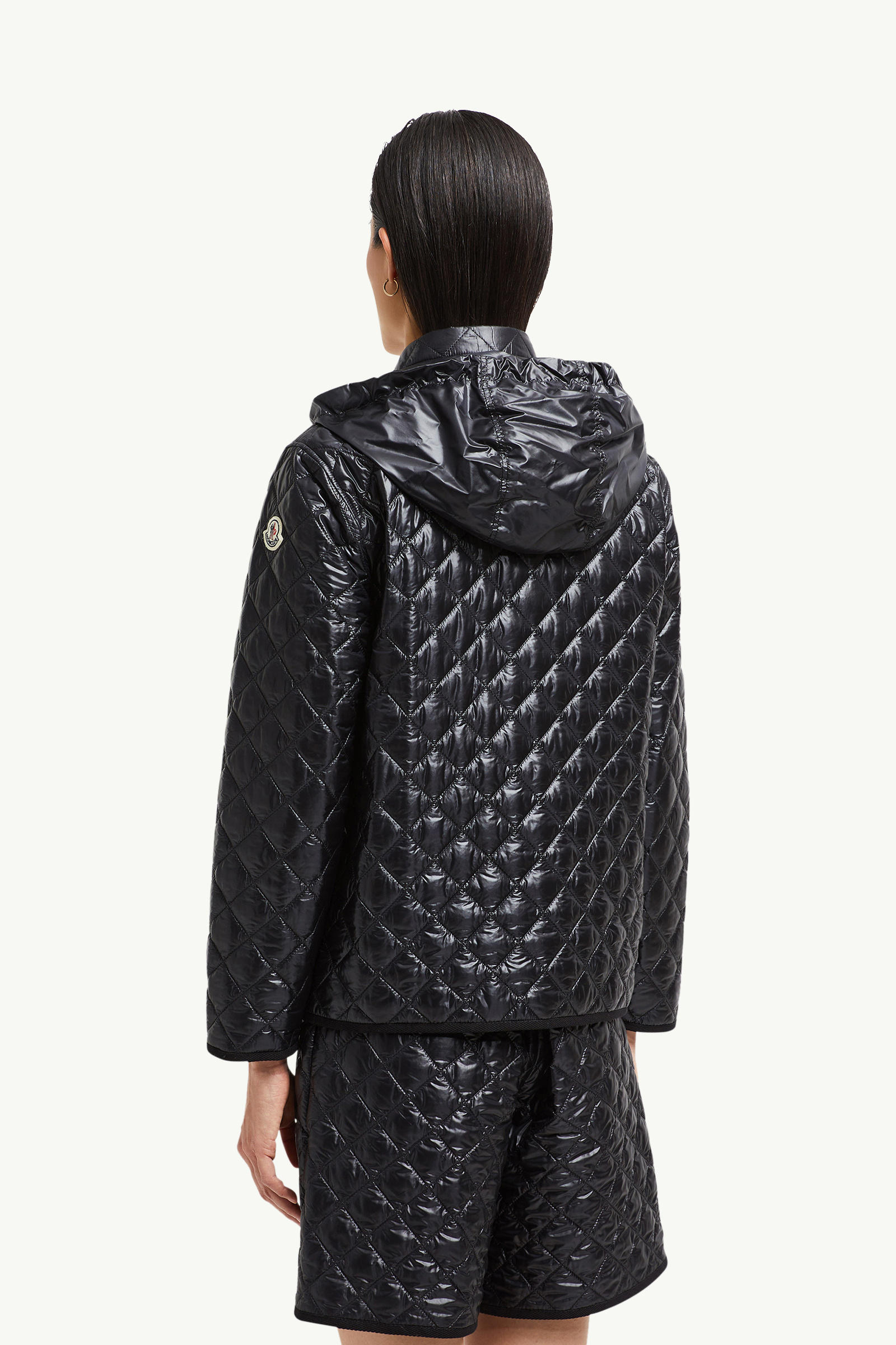 Surchemise à capuche et matelassage floral Femmes Noir Moncler 4