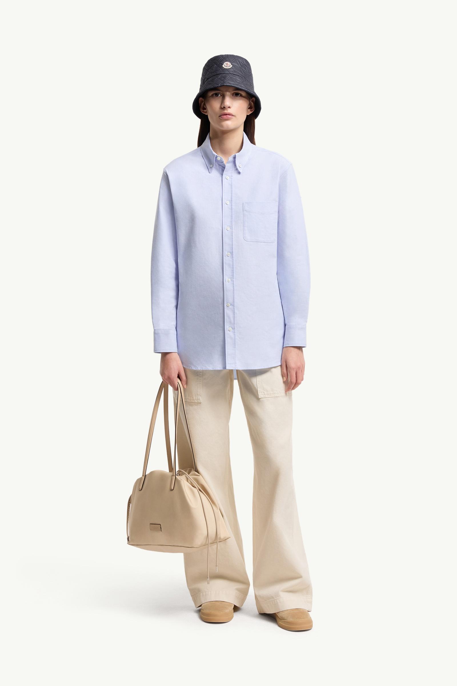 Light Blue Long Sleeve Oxford Cotton Shirt - Tops & T-shirts for