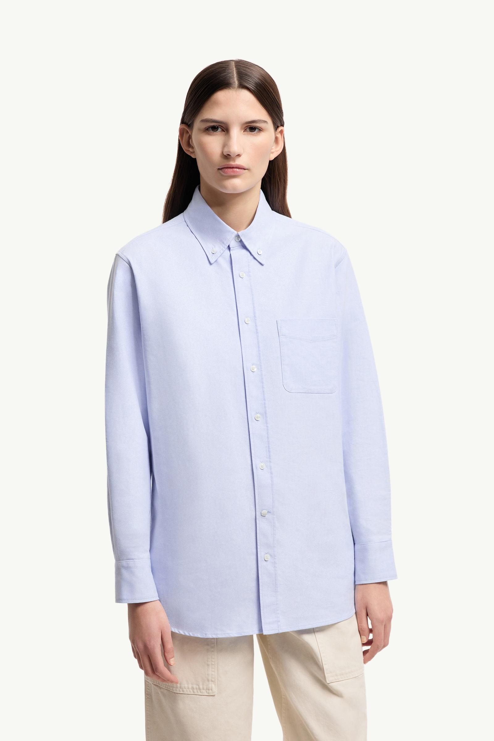 Light Blue Long Sleeve Oxford Cotton Shirt - Tops & T-shirts for
