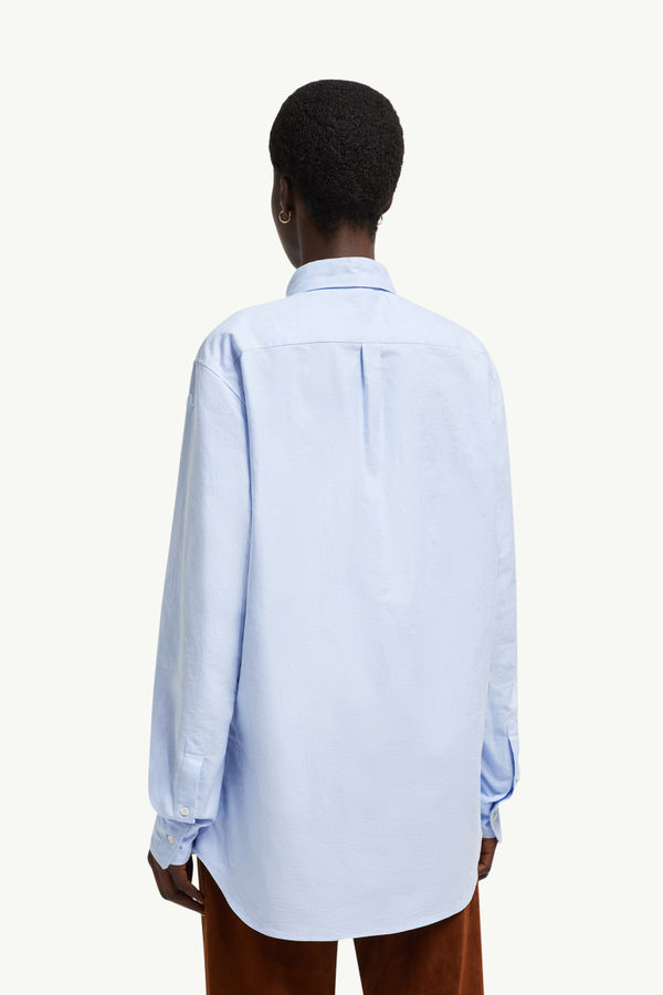 Long Sleeve Oxford Cotton Shirt Women Light Blue Moncler 4