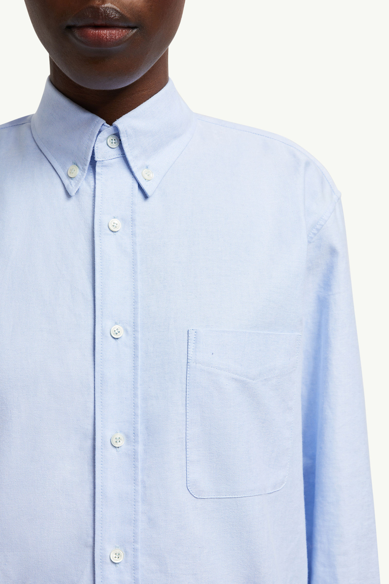Long Sleeve Oxford Cotton Shirt Women Light Blue Moncler 5