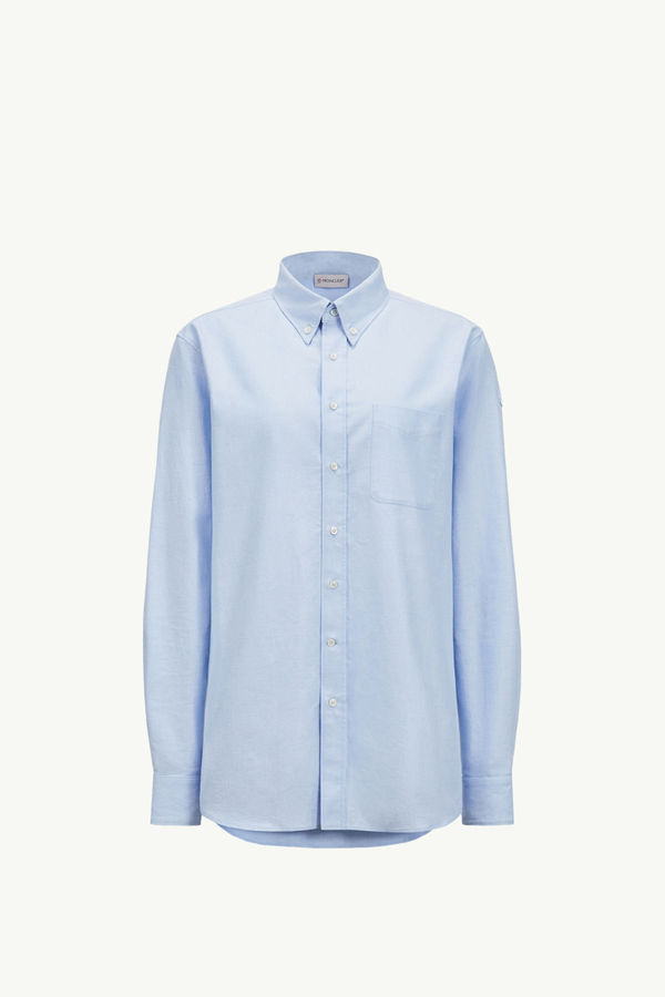 Long Sleeve Oxford Cotton Shirt Women Light Blue Moncler 2