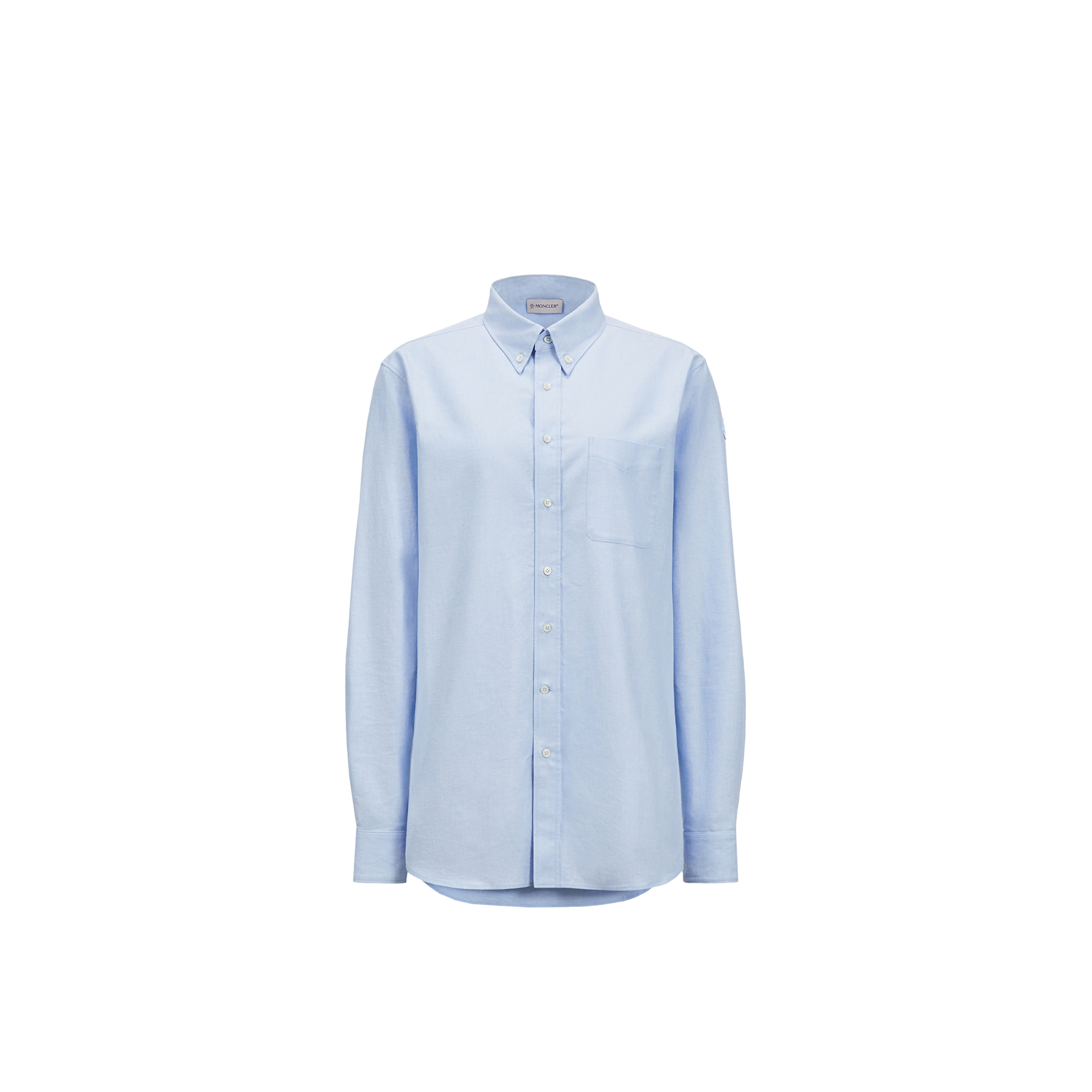 Moncler   Long Sleeve Oxford Cotton Shirt for Women in Blue, Size: 42