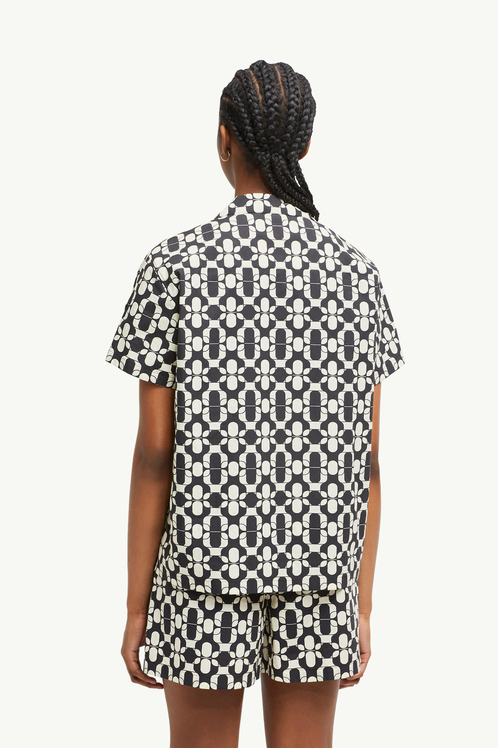Camisa de manga corta de algodón con estampado geométrico Mujer Azul & Blanco Moncler 4