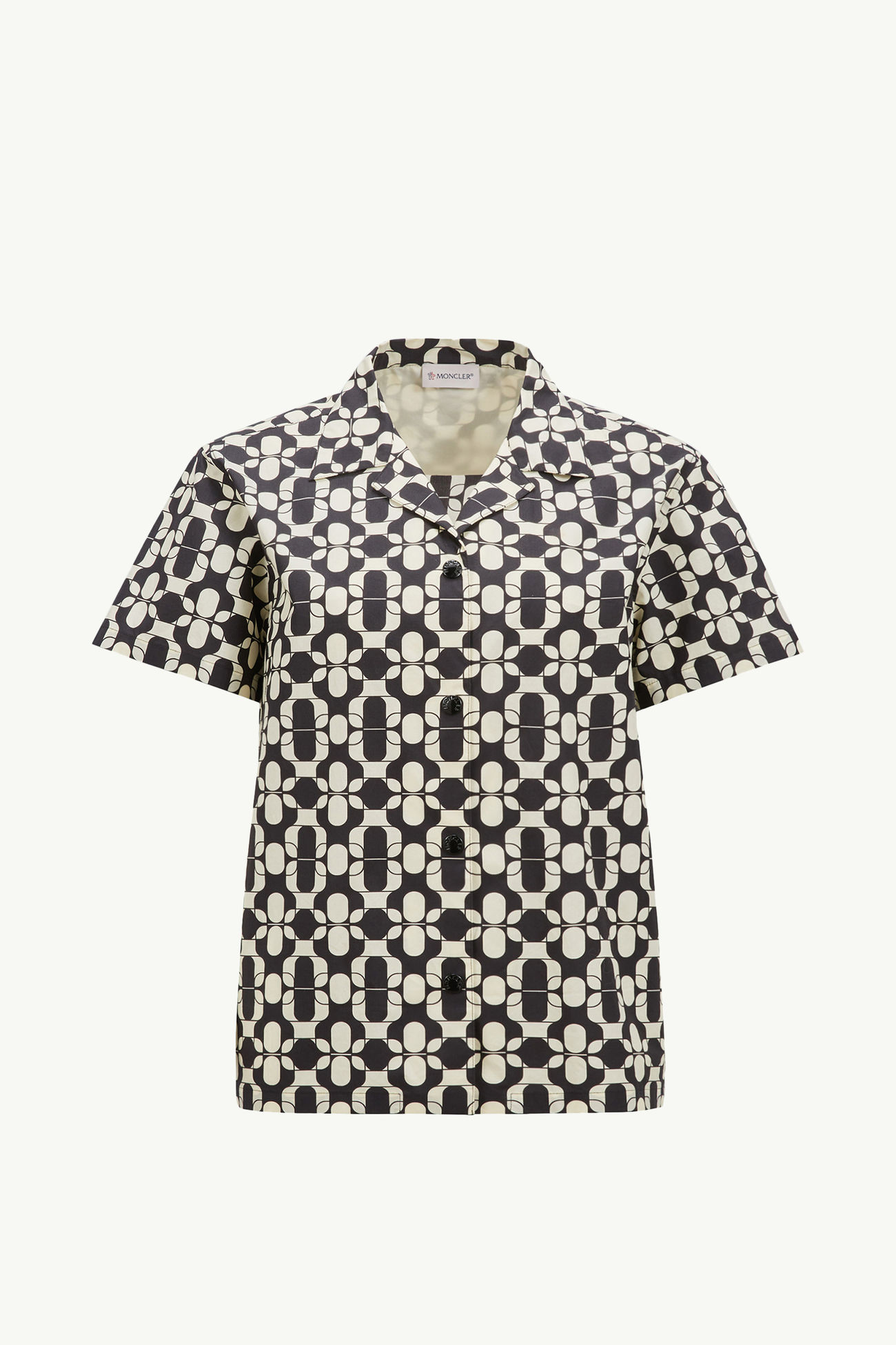 Camicia a maniche corte in cotone con stampa geometrica Donna Blu & Bianco Moncler 2