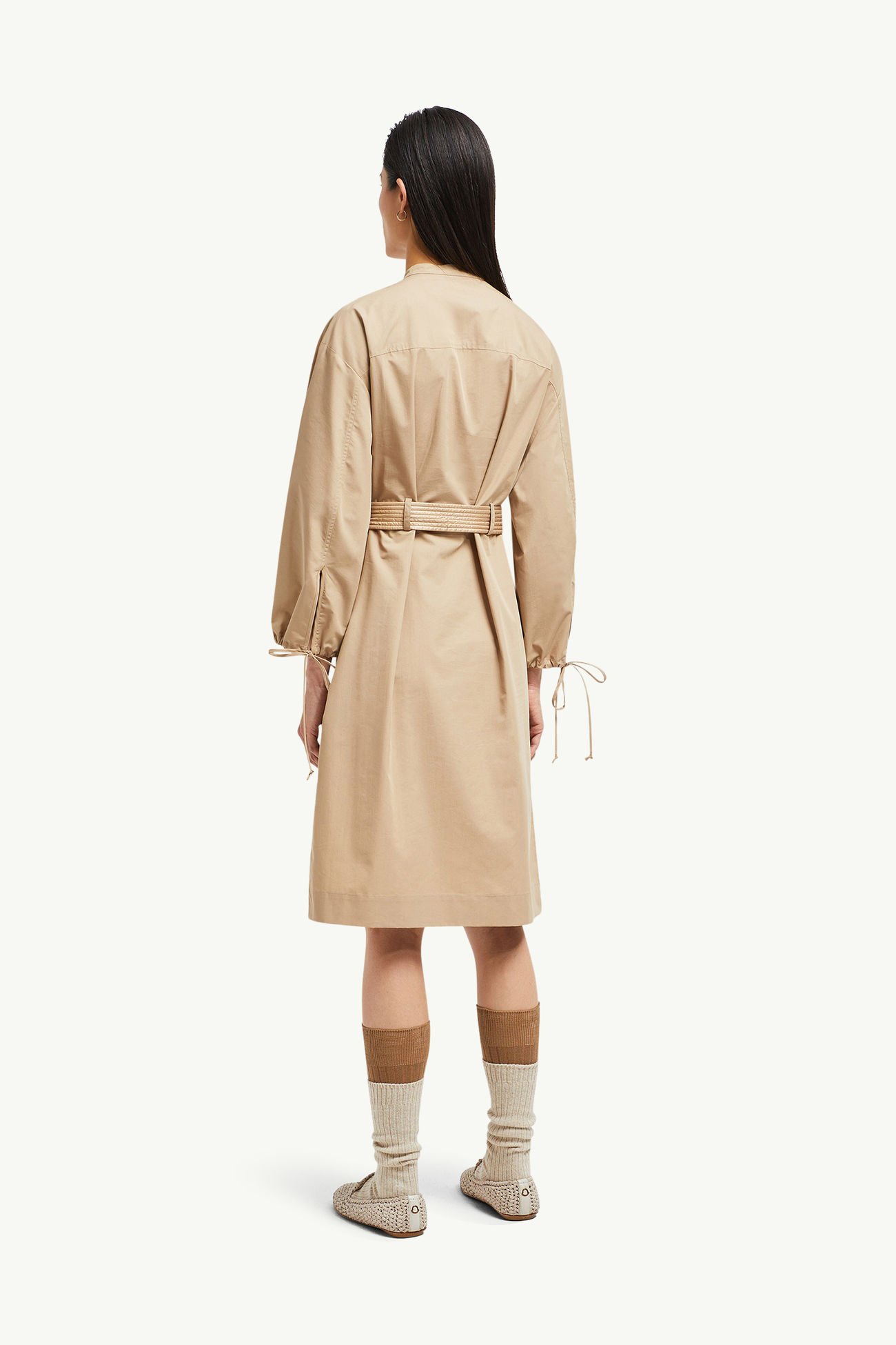 Midikleid aus Popeline mit Gürtel Damen Beige Moncler 4