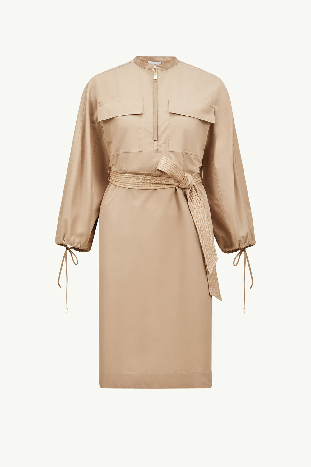 Vestido midi de popelina con cinturón Mujer Beige Moncler 2