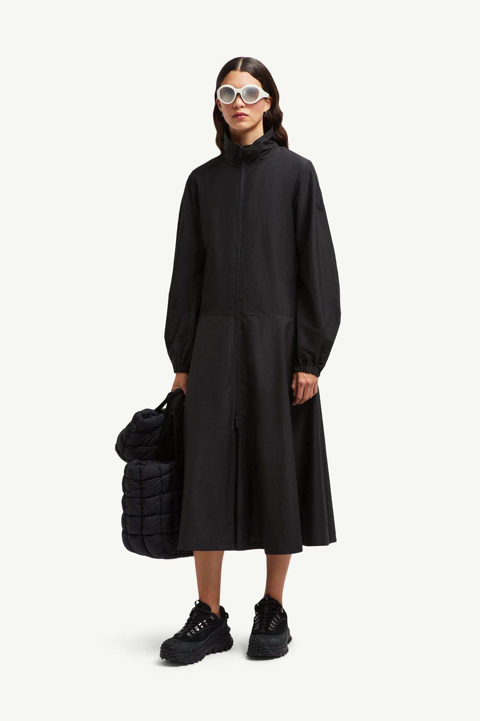 Turtleneck Cotton Midi Dress Women Black Moncler 0