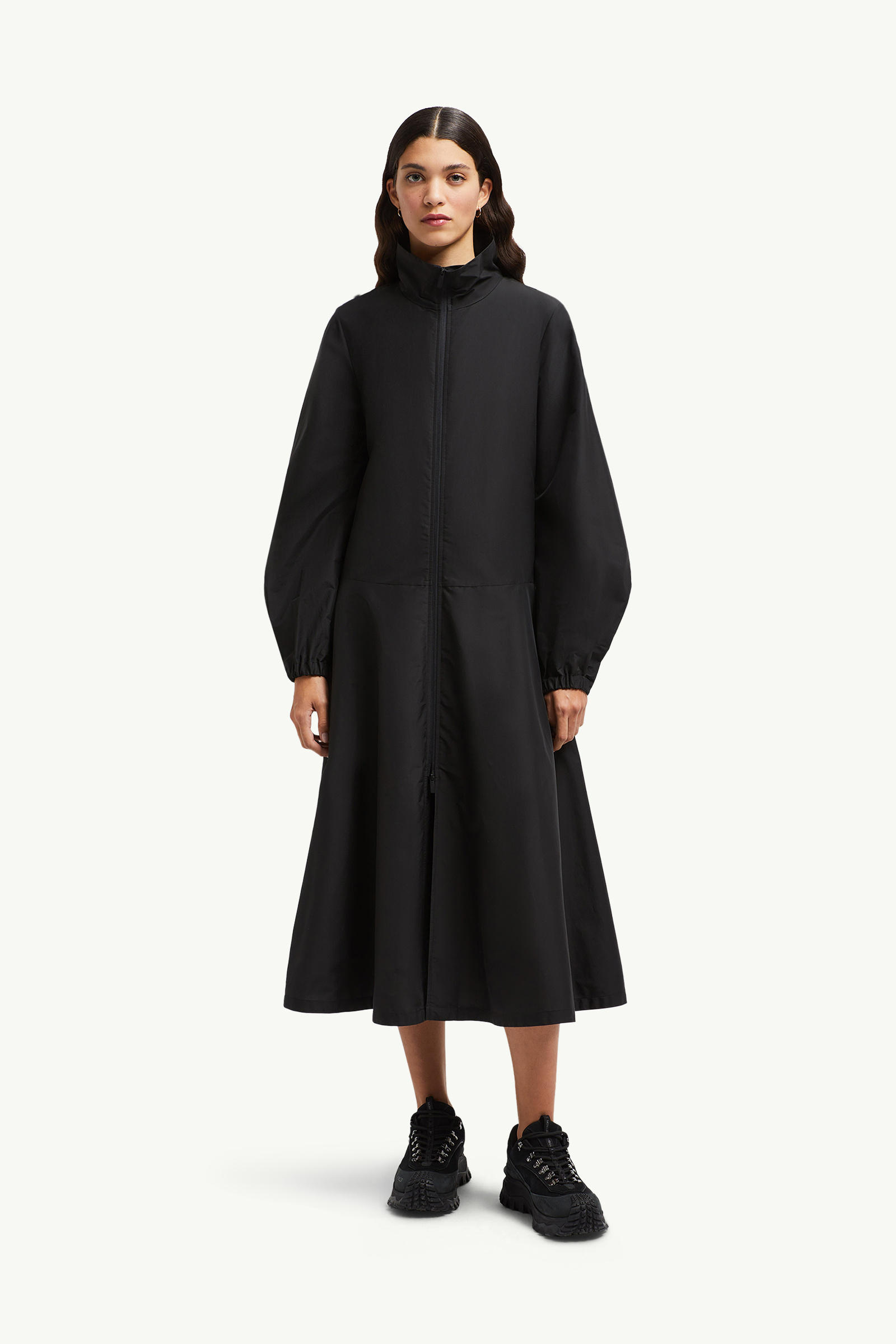 Turtleneck Cotton Midi Dress Women Black Moncler 3