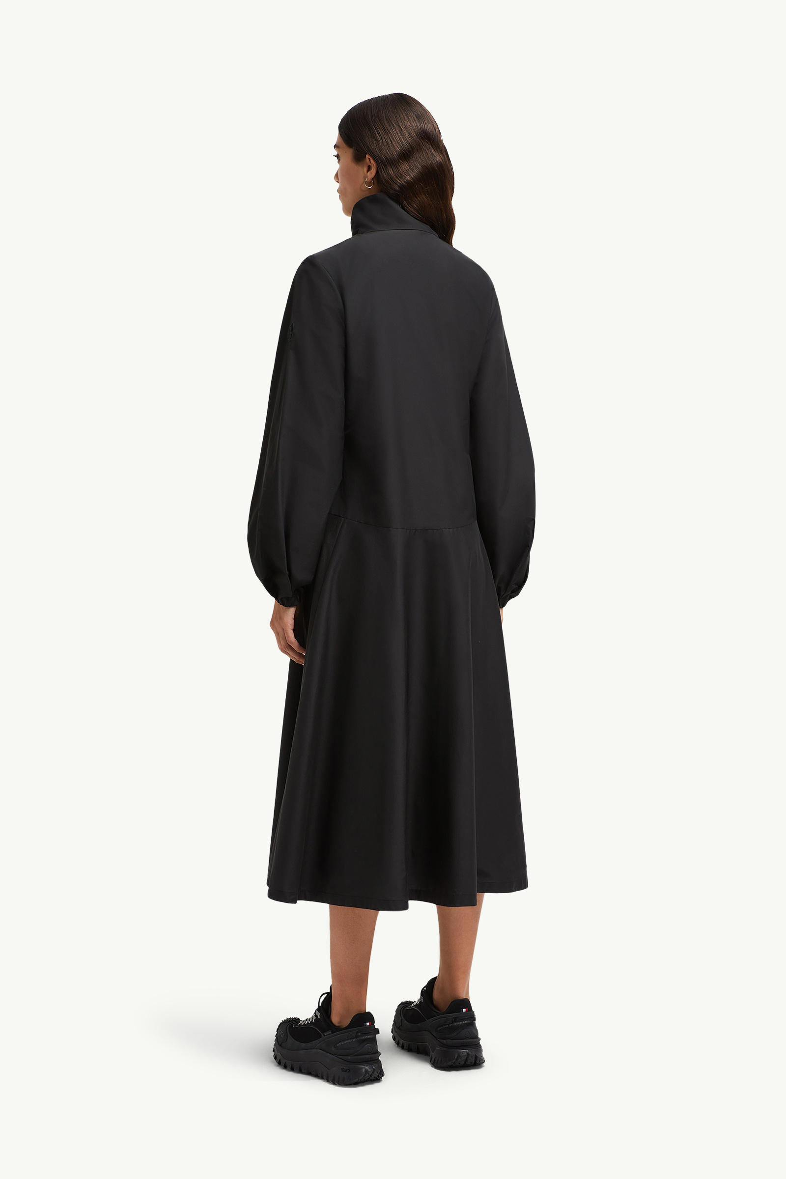 Turtleneck Cotton Midi Dress Women Black Moncler 4