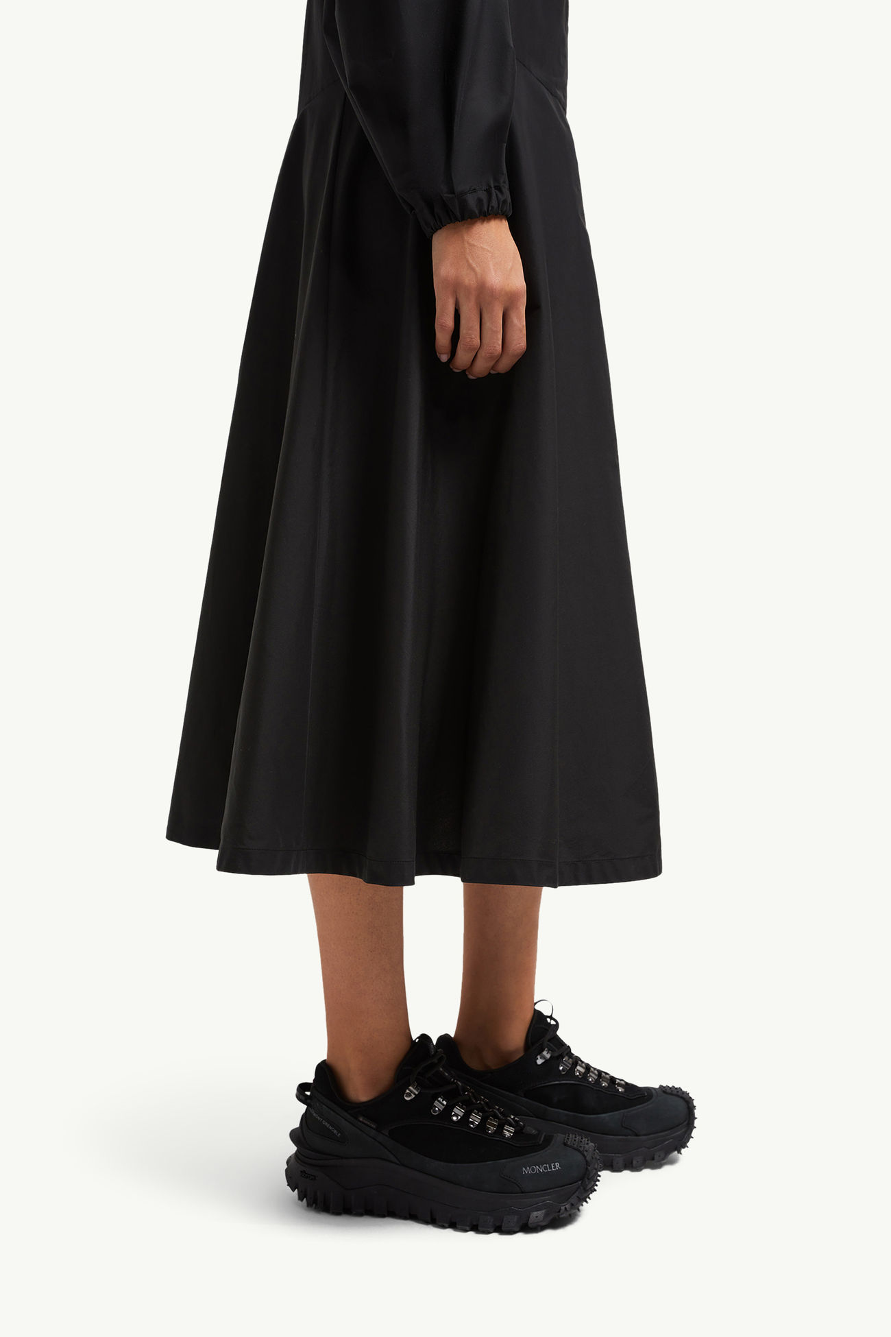 Robe midi en coton à col roulé Femmes Noir Moncler 5