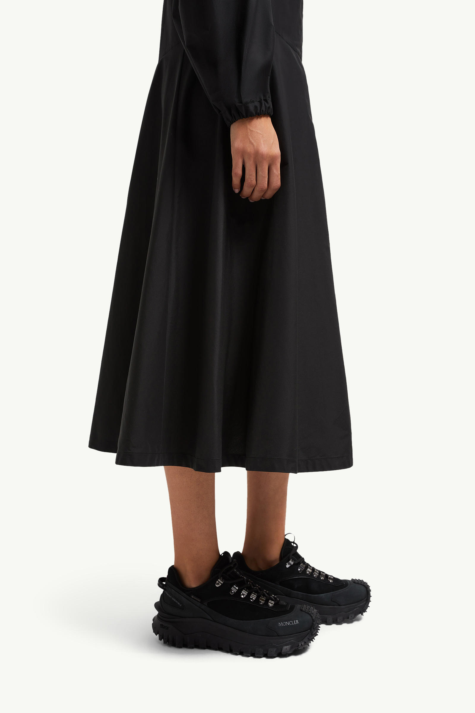 Turtleneck Cotton Midi Dress Women Black Moncler 5