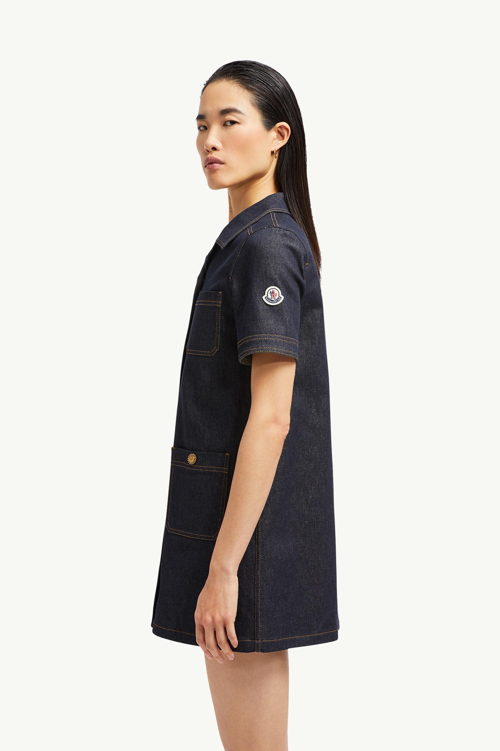 Denim Mini Shirt Dress Women Denim Blue Moncler 1