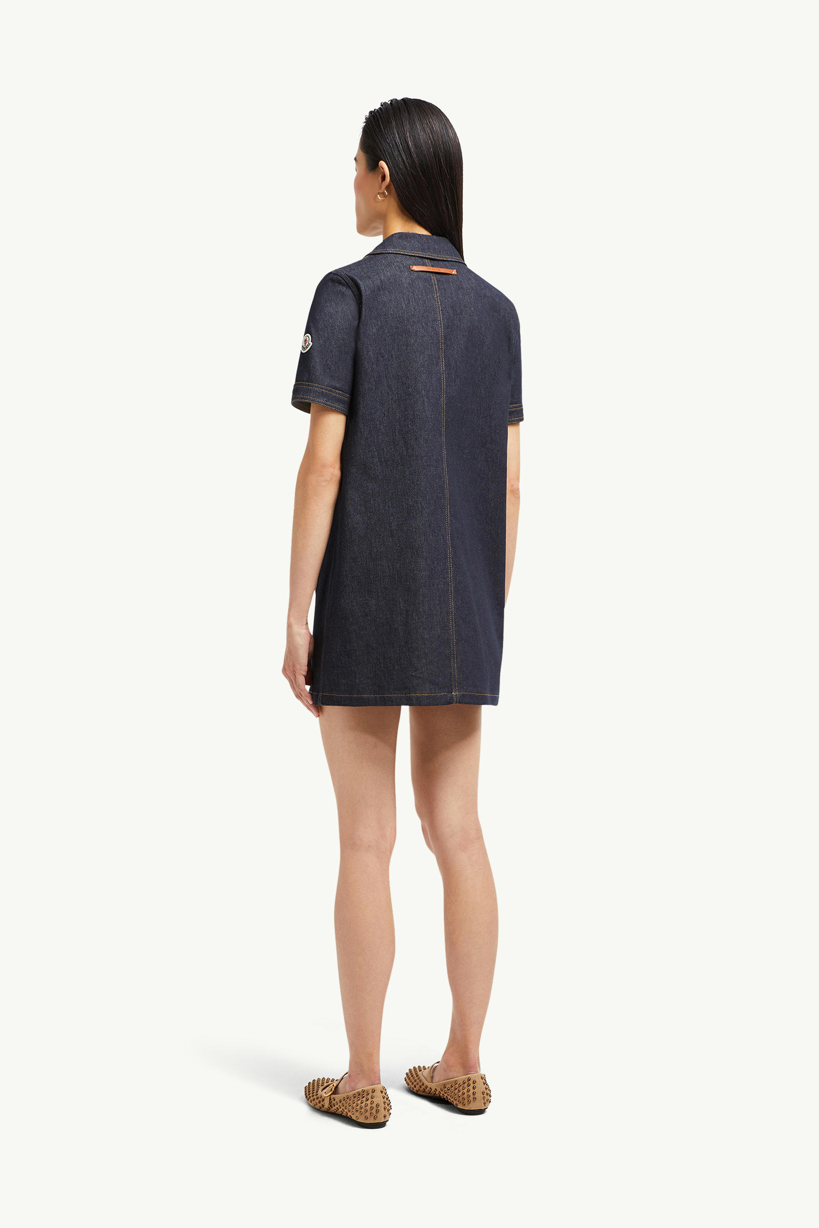 Denim Mini Shirt Dress Women Denim Blue Moncler 4