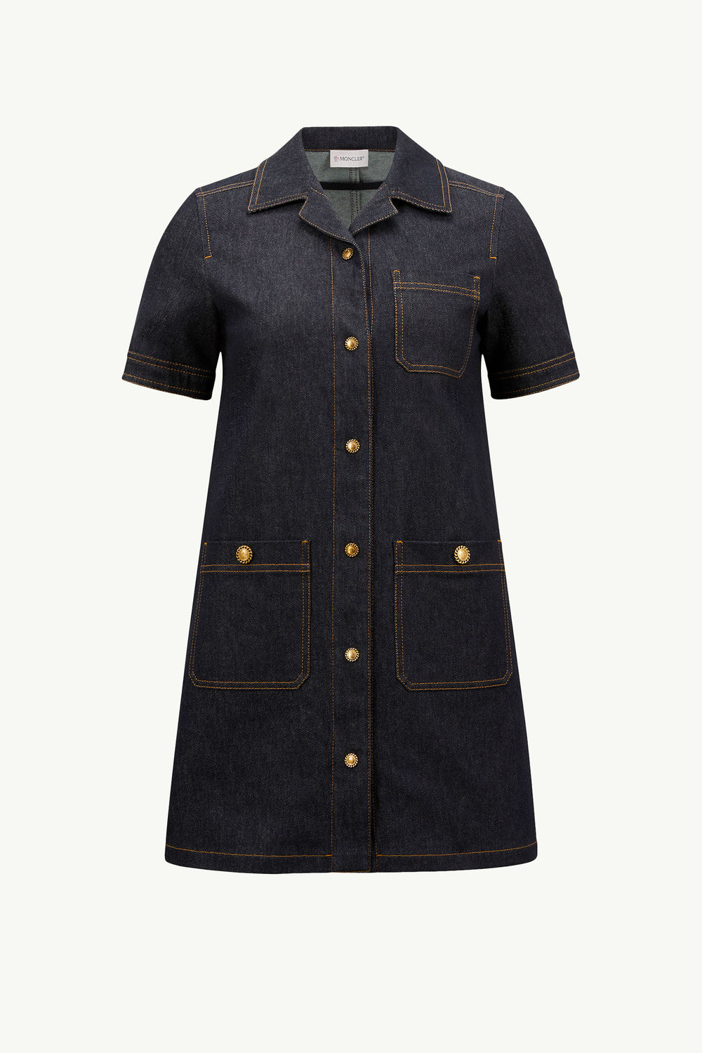 Denim Mini Shirt Dress Women Denim Blue Moncler 2