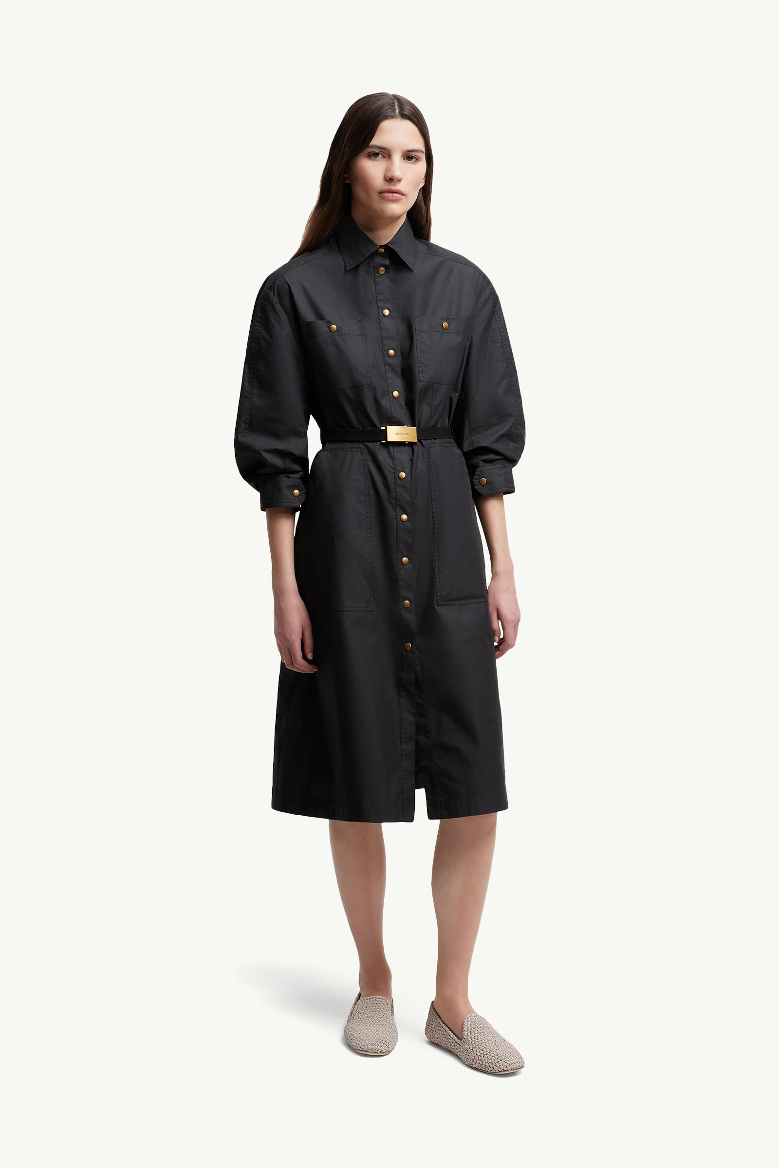 Poplin Midi Shirt Dress Women Black Moncler 3