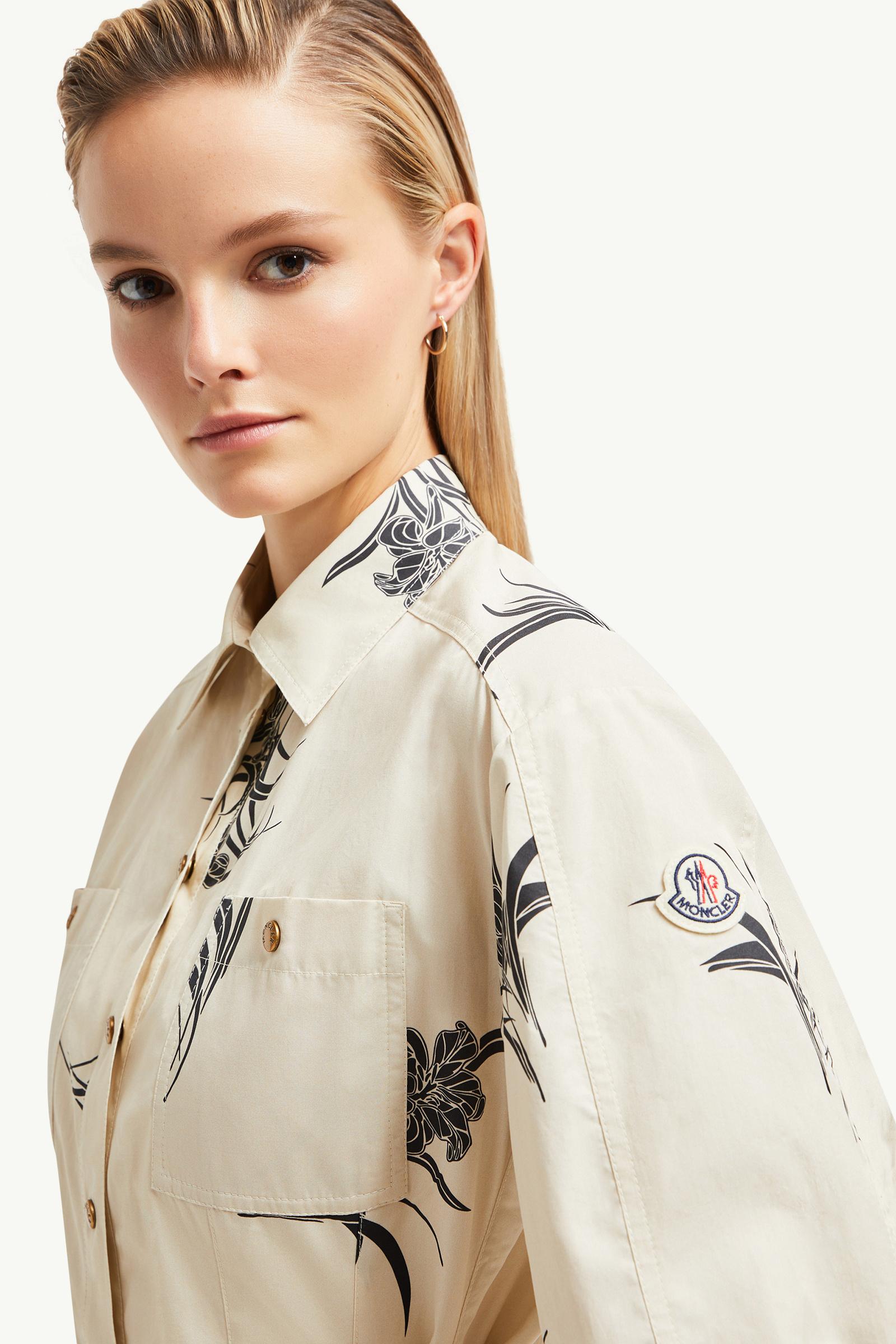 Floral Print Cotton Shirt Dress Women Light Beige Moncler 1