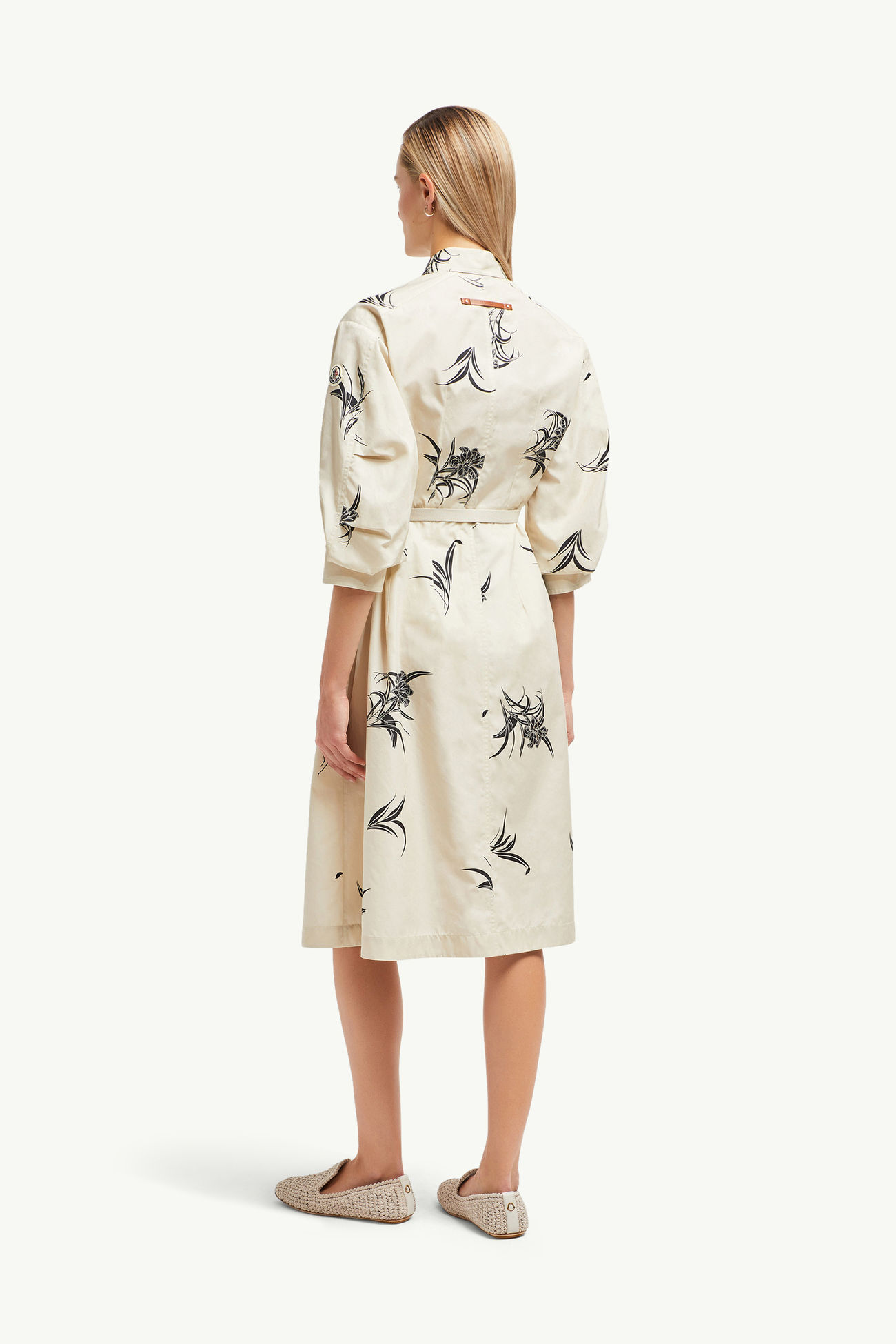 Vestido camisero de algodón con estampado floral Mujer Beige Claro Moncler 4