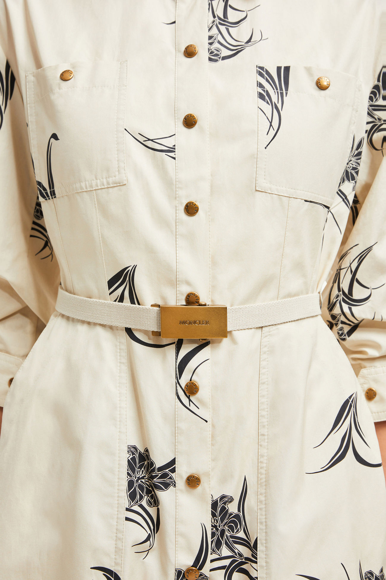 Robe chemise en coton à imprimé floral Femmes Beige Clair Moncler 5
