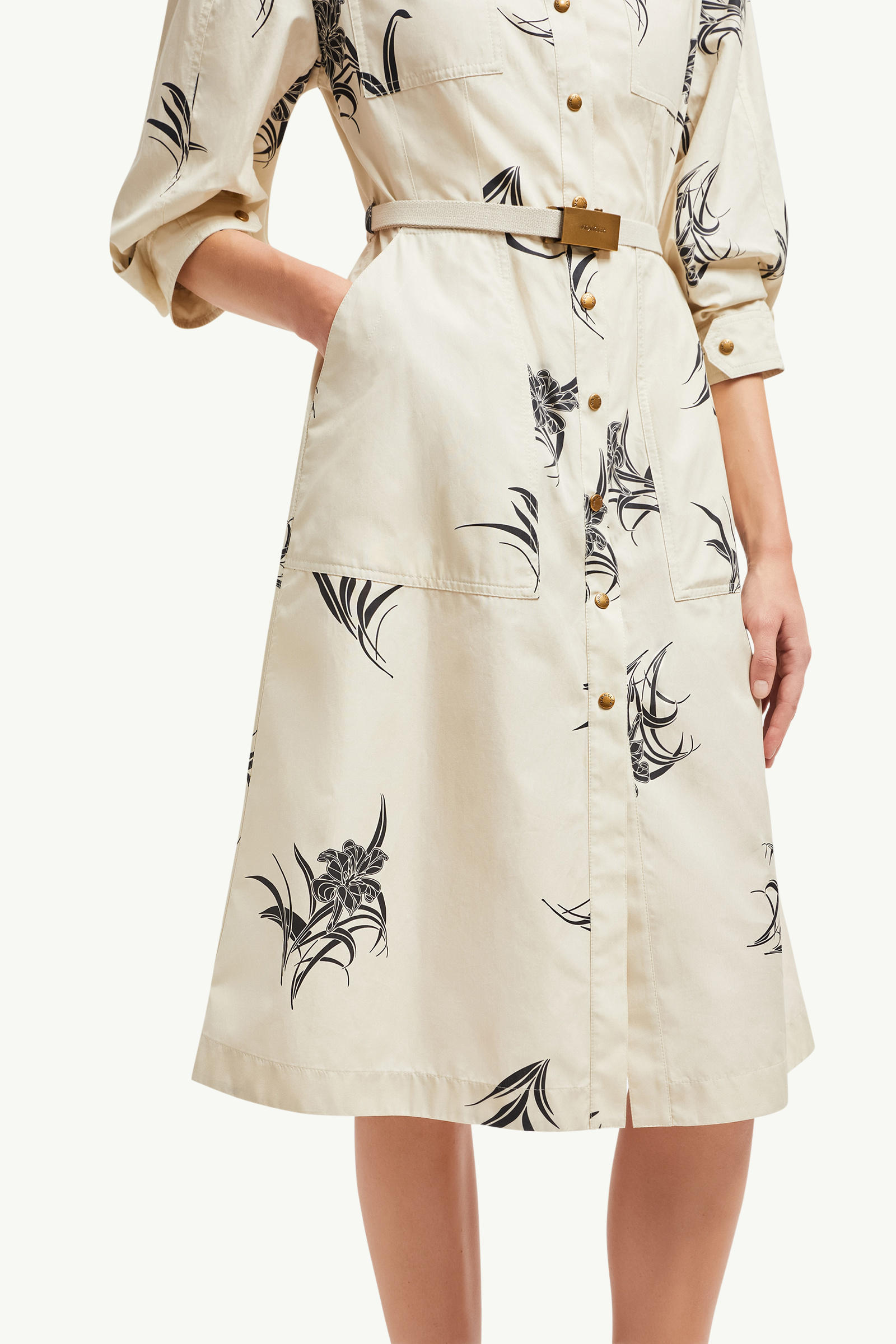 Floral Print Cotton Shirt Dress Women Light Beige Moncler 6