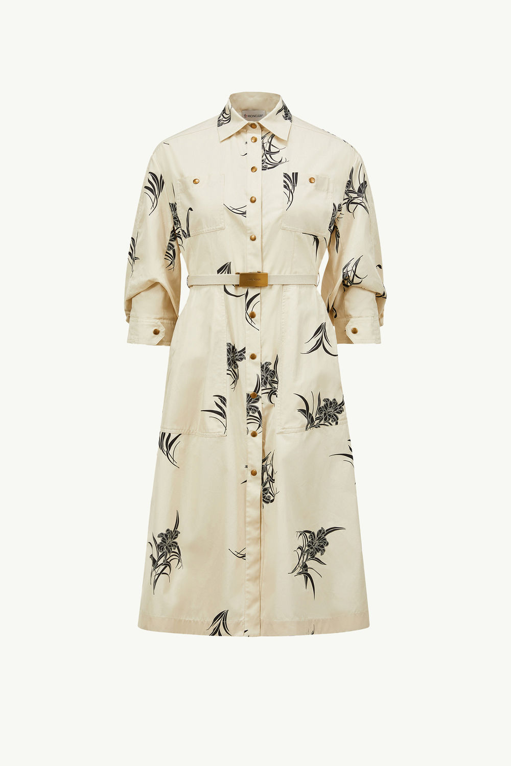 Floral Print Cotton Shirt Dress Women Light Beige Moncler 2