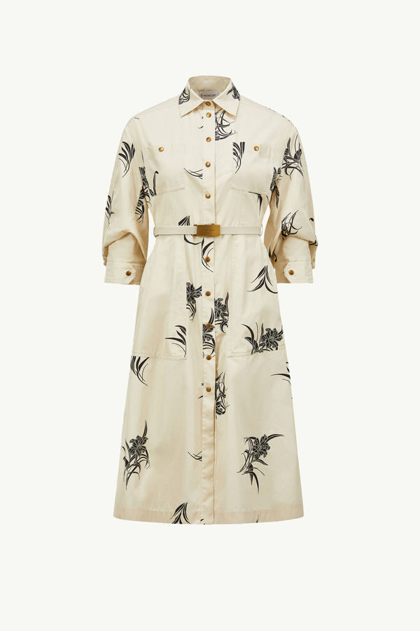 Hemdkleid aus Baumwolle mit floralem Print Damen Hellbeige Moncler 2